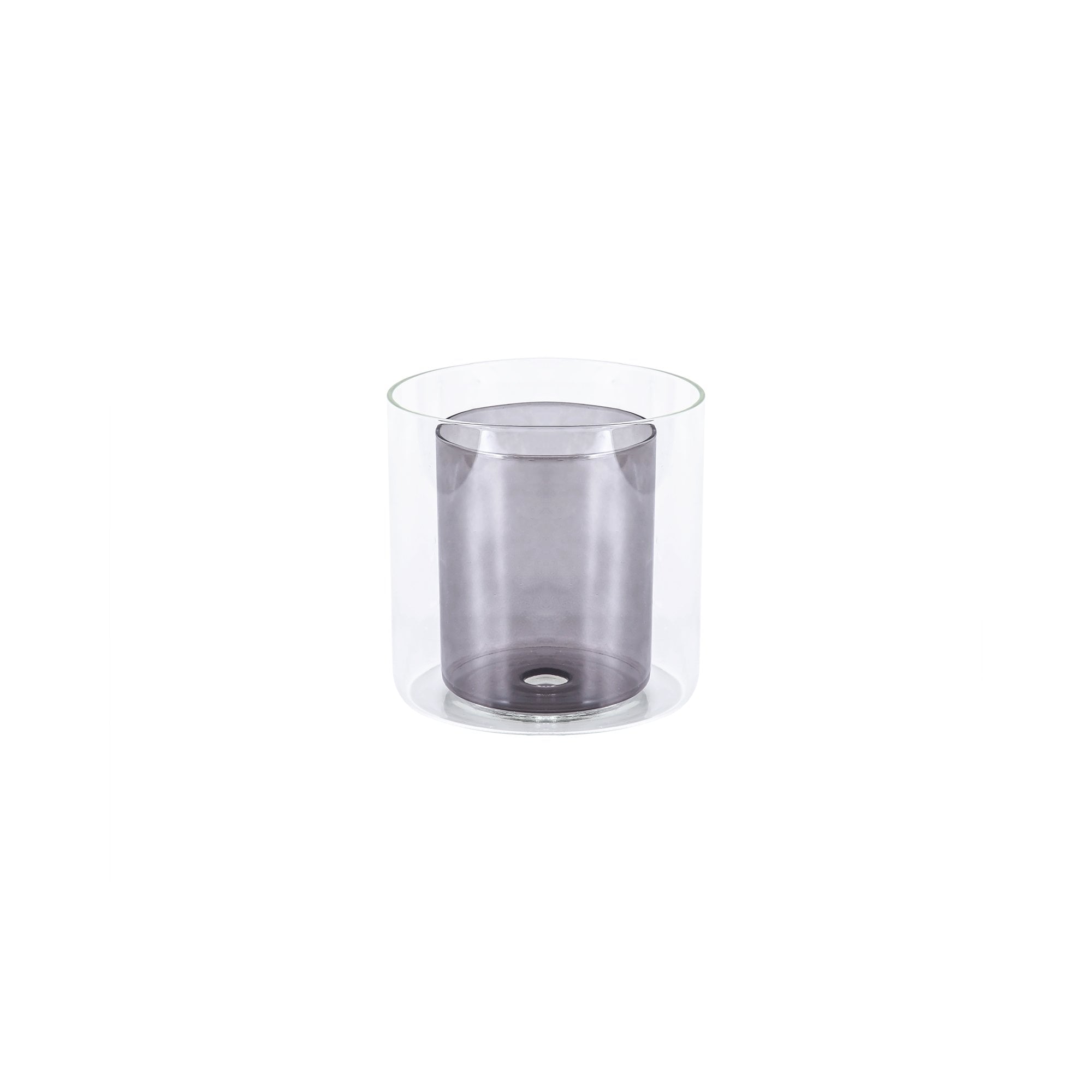 Fabula Tamworth 8 Light Telescopic Semi Flush - Medium Cylinder Shades with Clear Outer Glass - French Gold, Smoked & Clear Glass