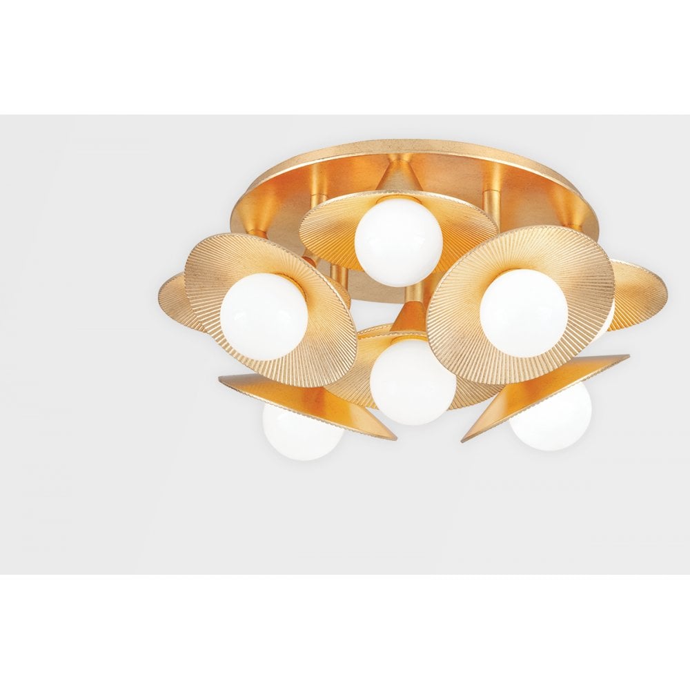 Corbett Emerald 9 Light Semi Flush - Vintage Gold Leaf