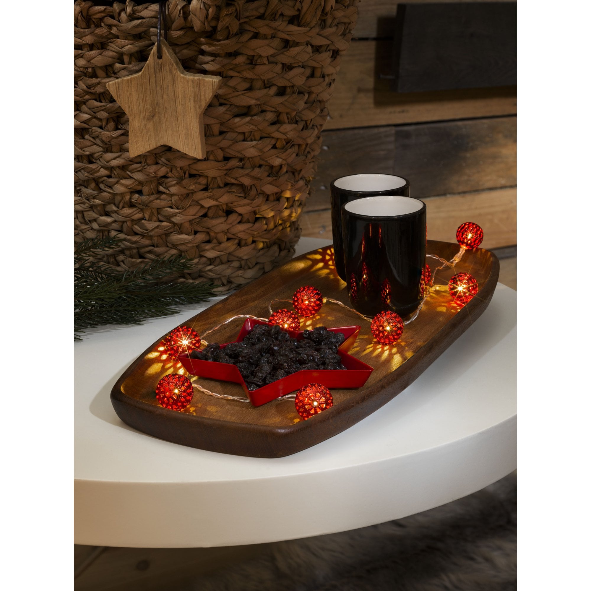 Konstsmide Festoon 0.9m Decorative Light Set - 10 LED Metal Balls - Red - Battery Operated