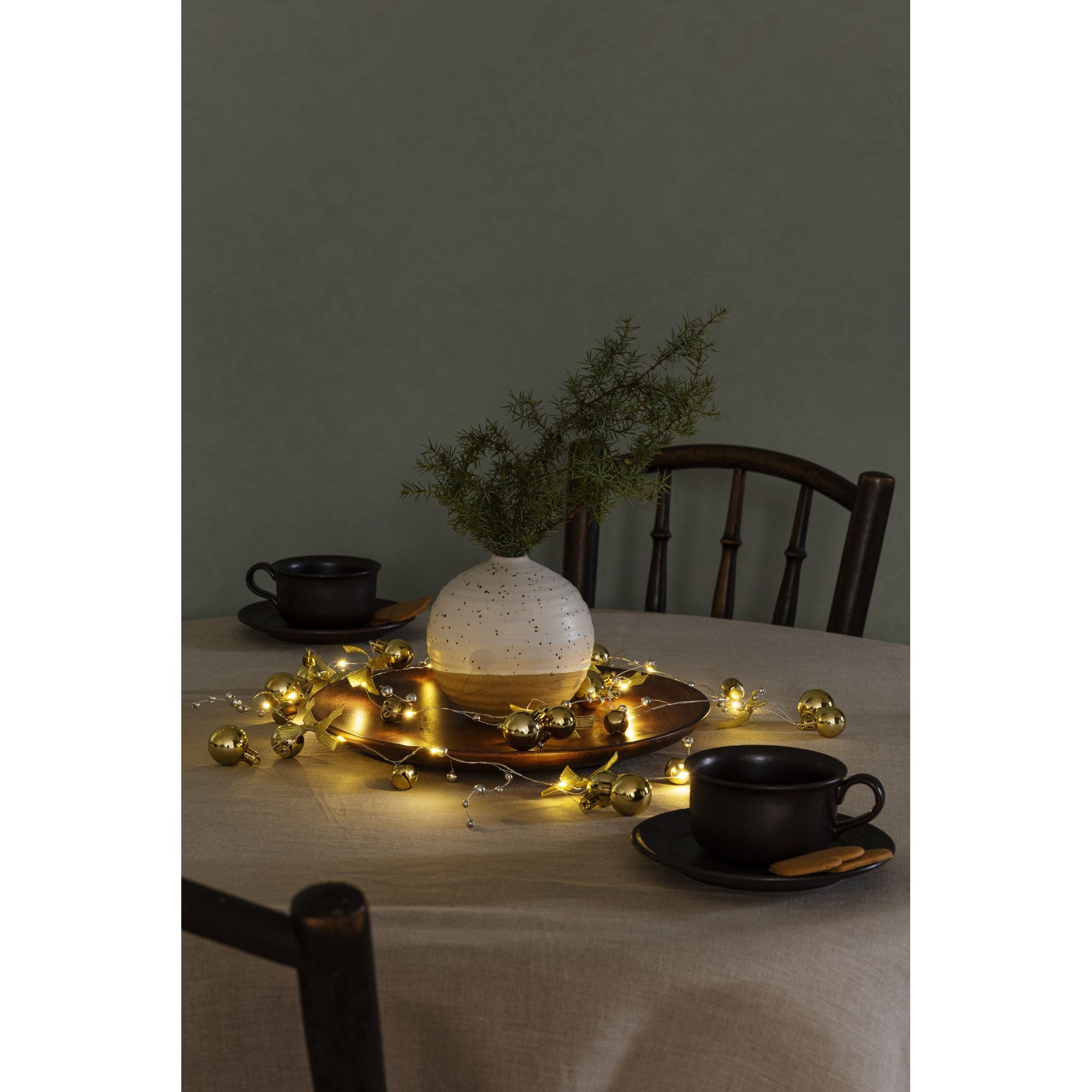 Konstsmide Festoon 1.9m Decorative Light Set - 20 LEDs - Brass Balls - Battery Operated