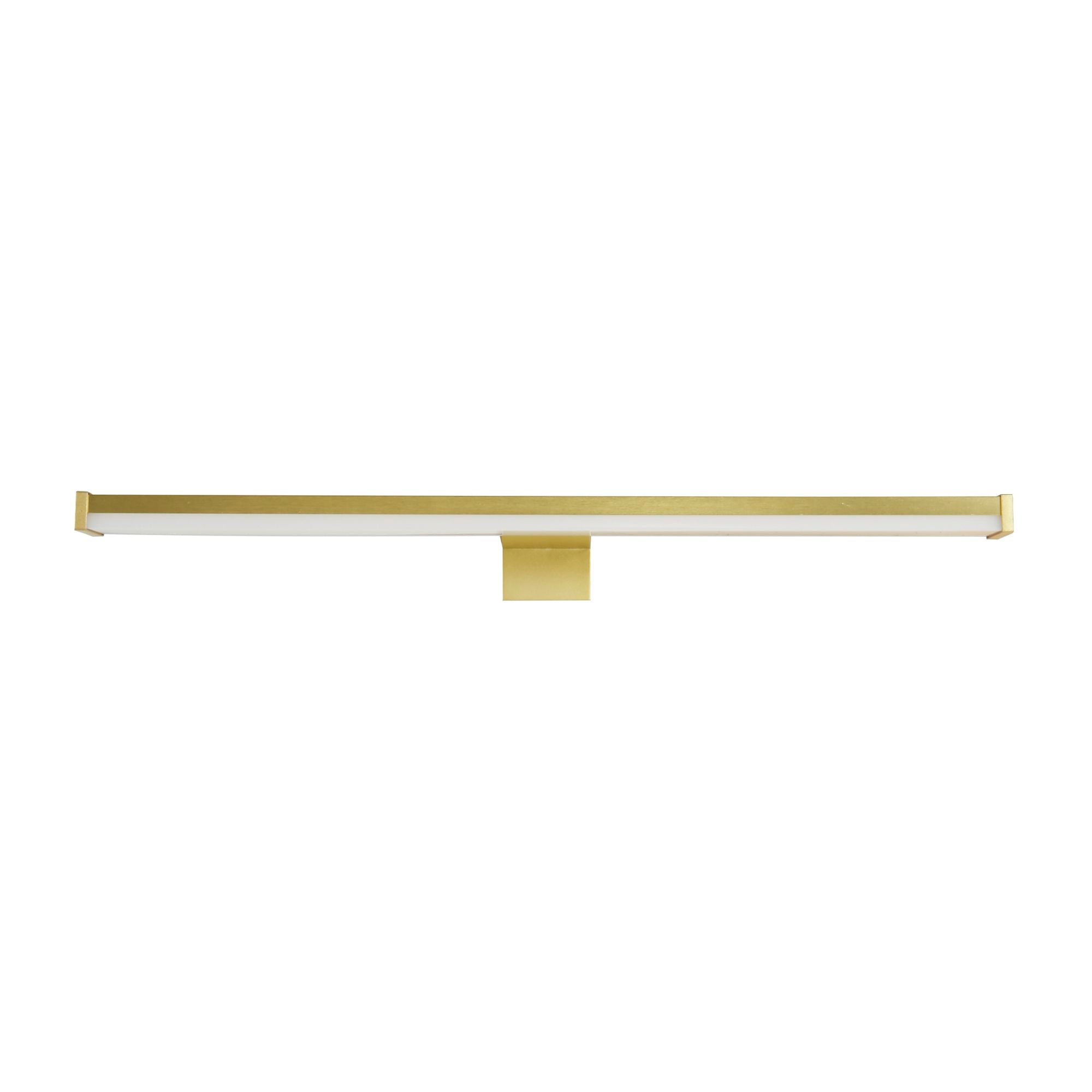 Searchlight Kos LED bathroom mirror light in matt gold, studio shot - view 2