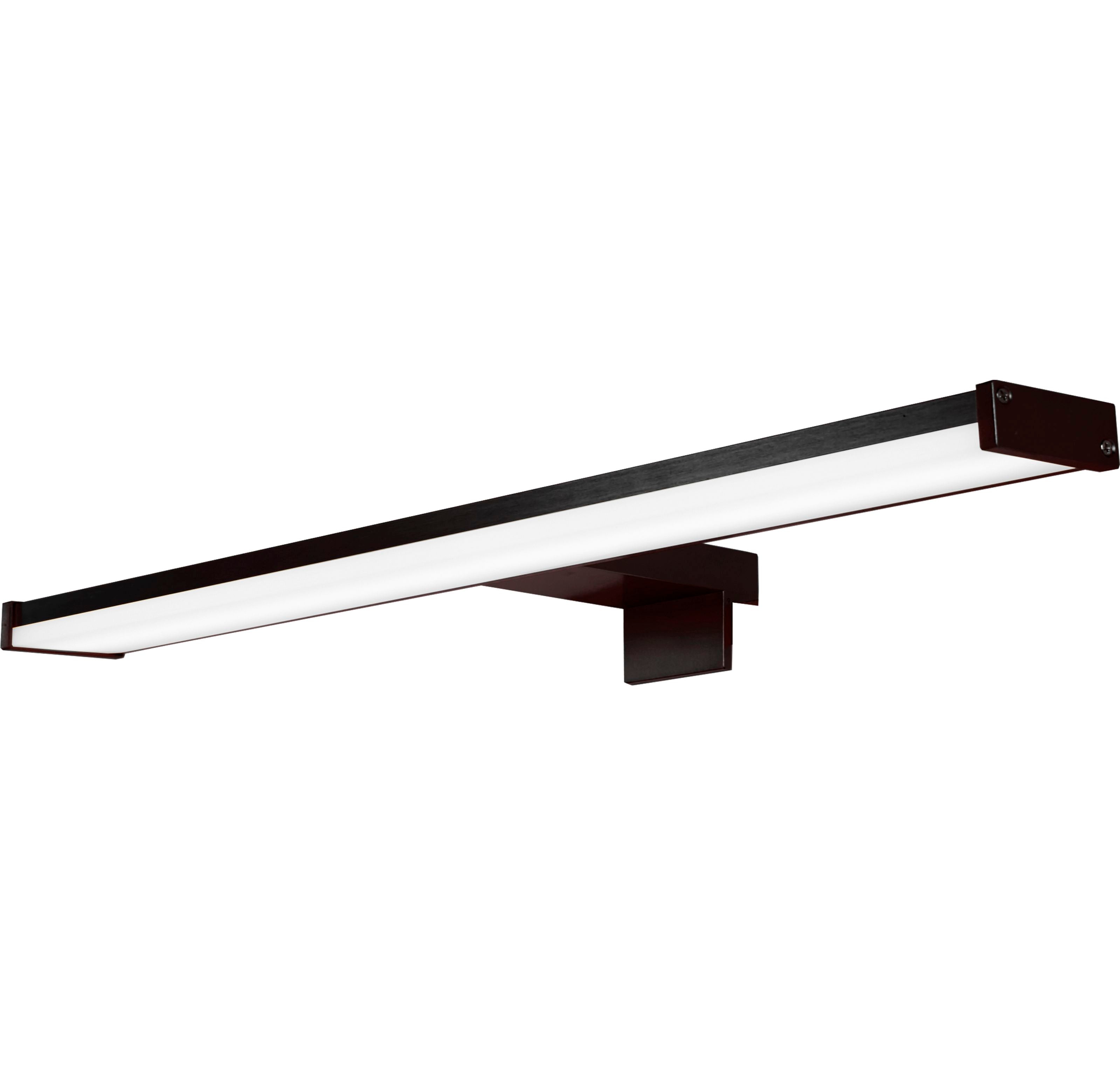 Searchlight Kos LED bathroom mirror light in matt black, angled studio shot - view 2