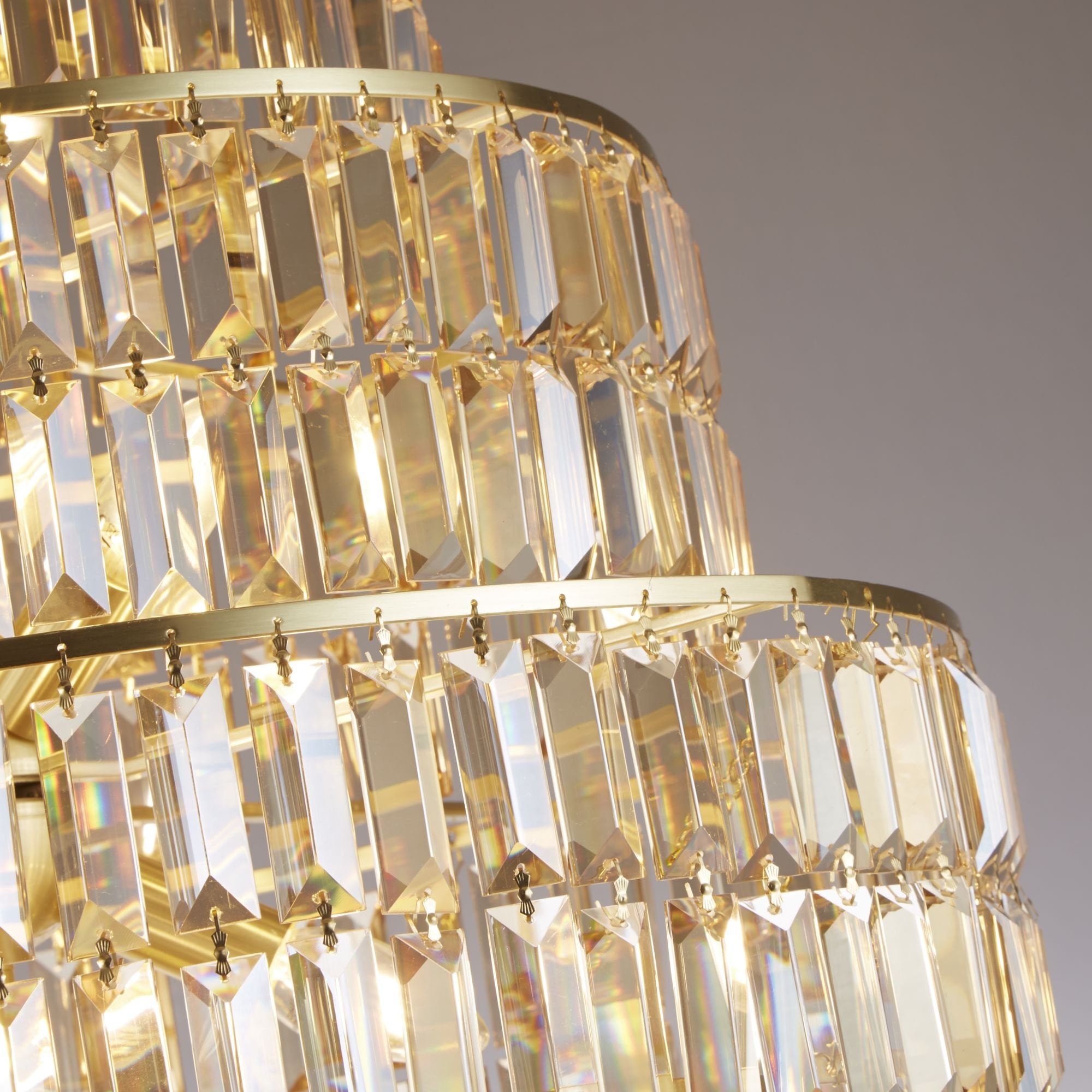 Searchlight Edith 13 Light Chandelier - Satin Brass & Champagne Glass