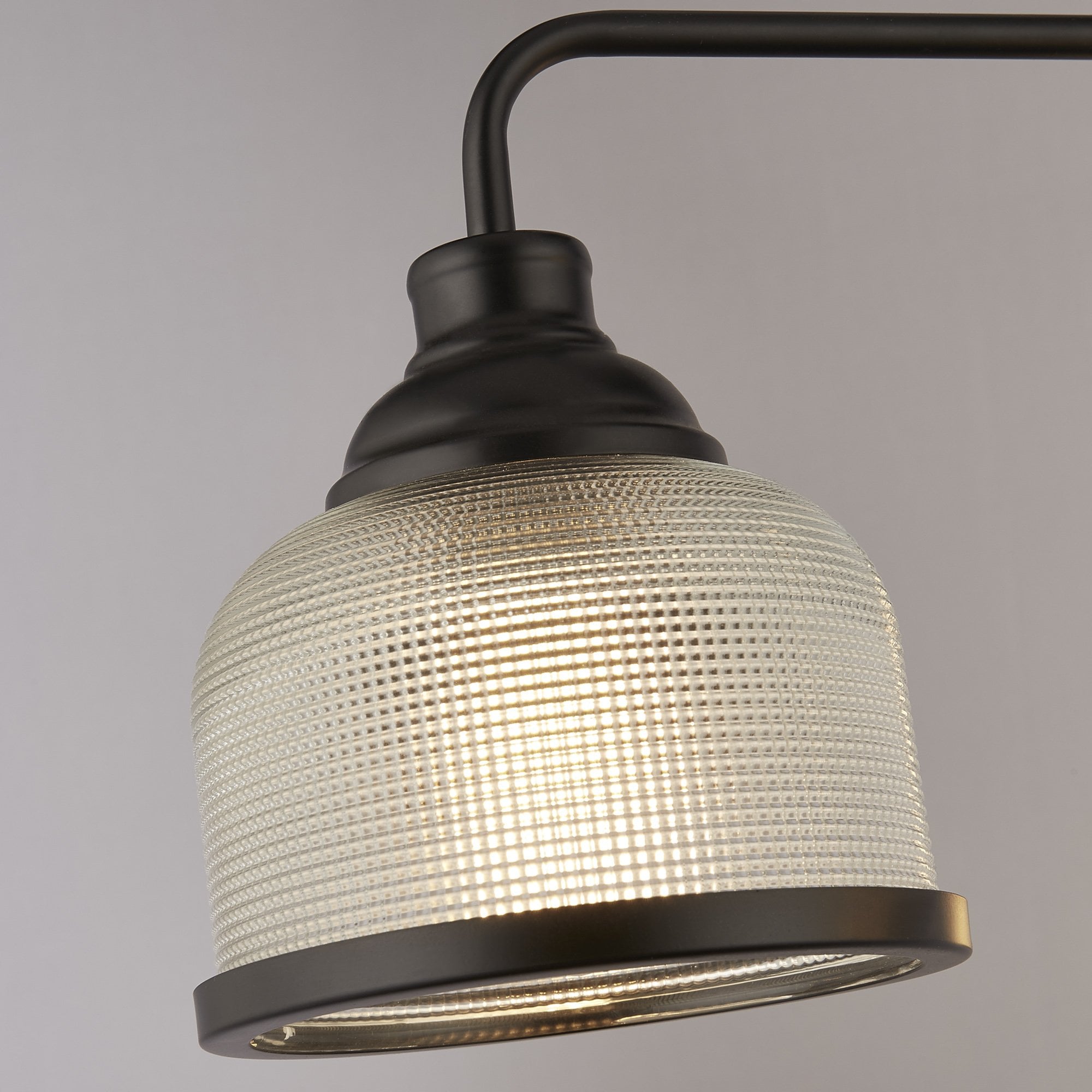 Searchlight Handel 3 Light Pendant - Black Metal & Holophane Style Glass