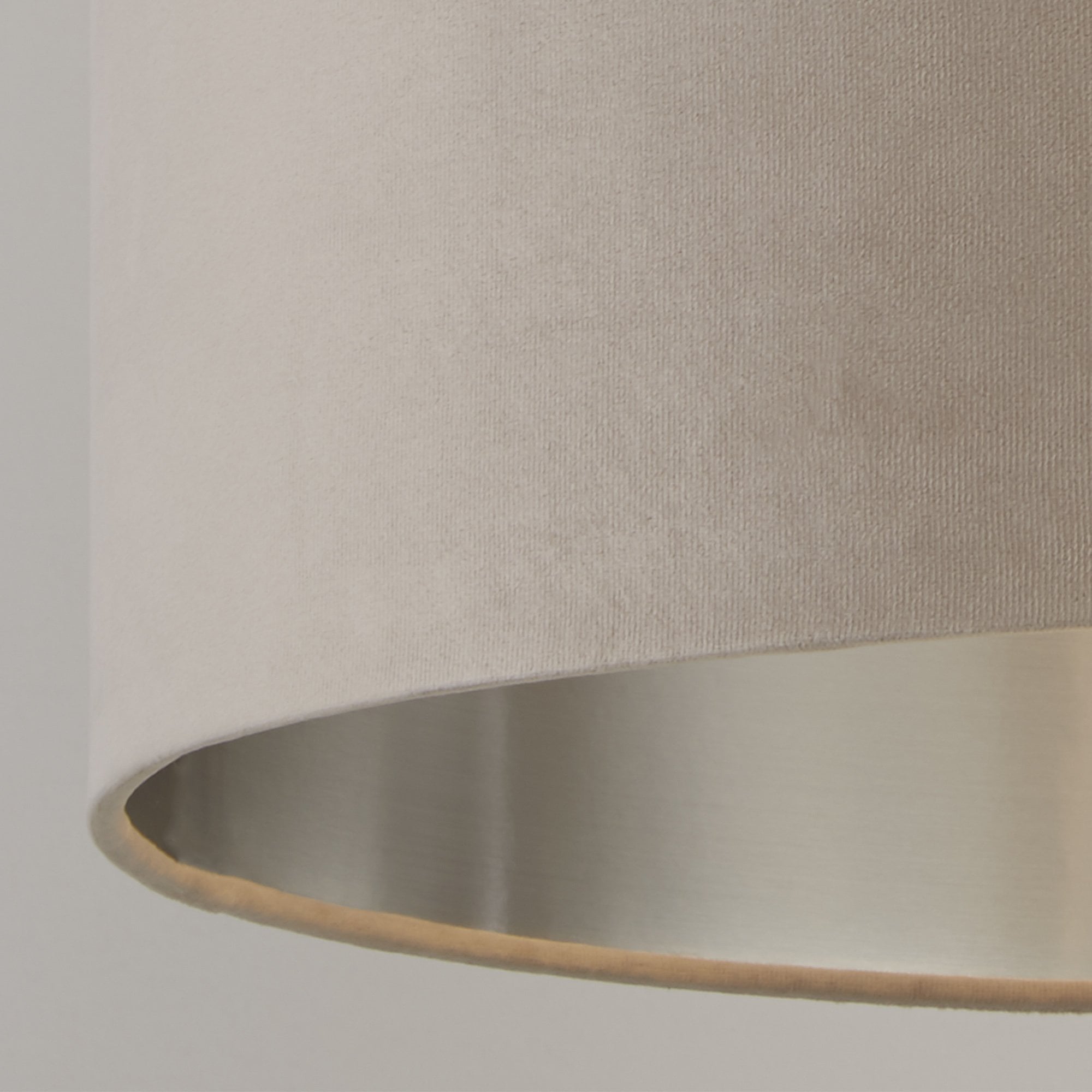 Searchlight Drum Shade - 38cm - Taupe Velvet with Silver Inner - Shade Only