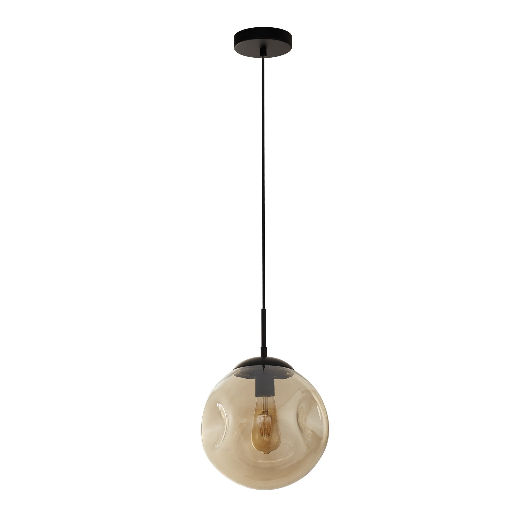 Searchlight Phoebe Pendant - Black Metal & Champagne Phoebeed Glass