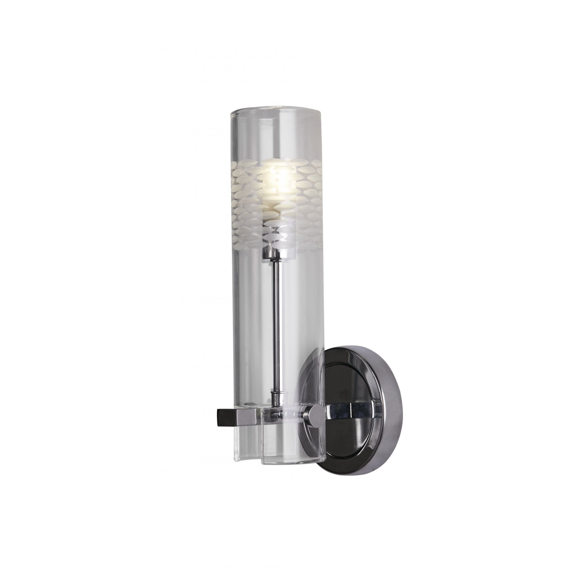 Searchlight Scholar Bathroom Wall Light - Chrome Metal & Clear Etched Glass