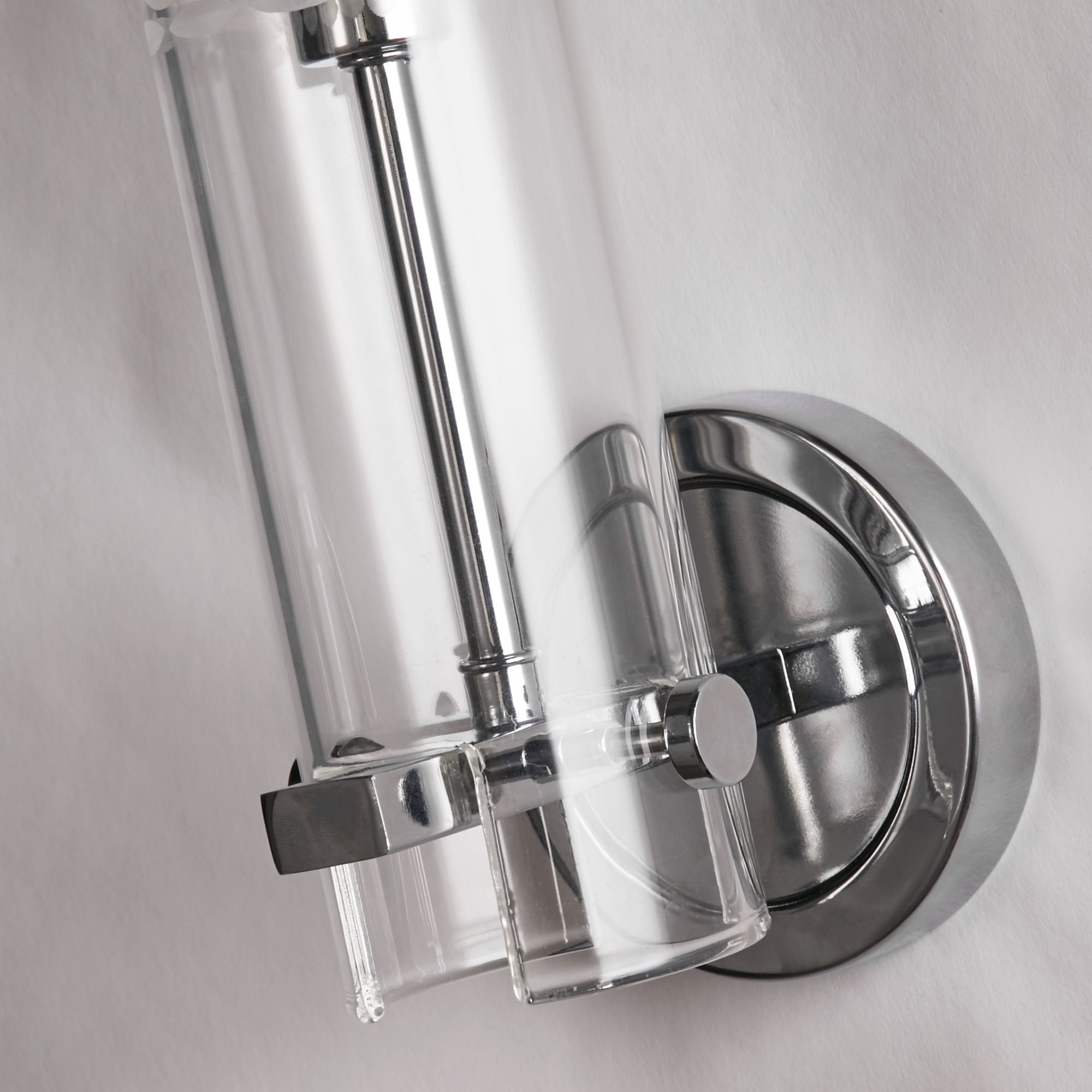 Searchlight Scholar Bathroom Wall Light - Chrome Metal & Clear Etched Glass