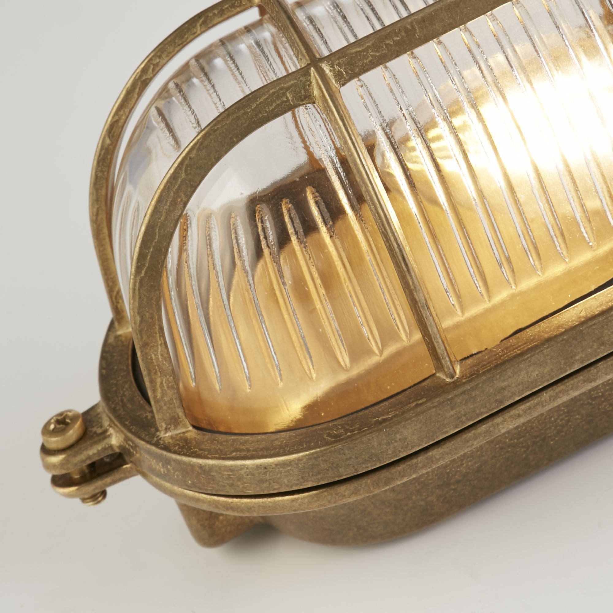 Searchlight Browside Oval Outdoor Light - Solid Brass & Ribbed Glass
