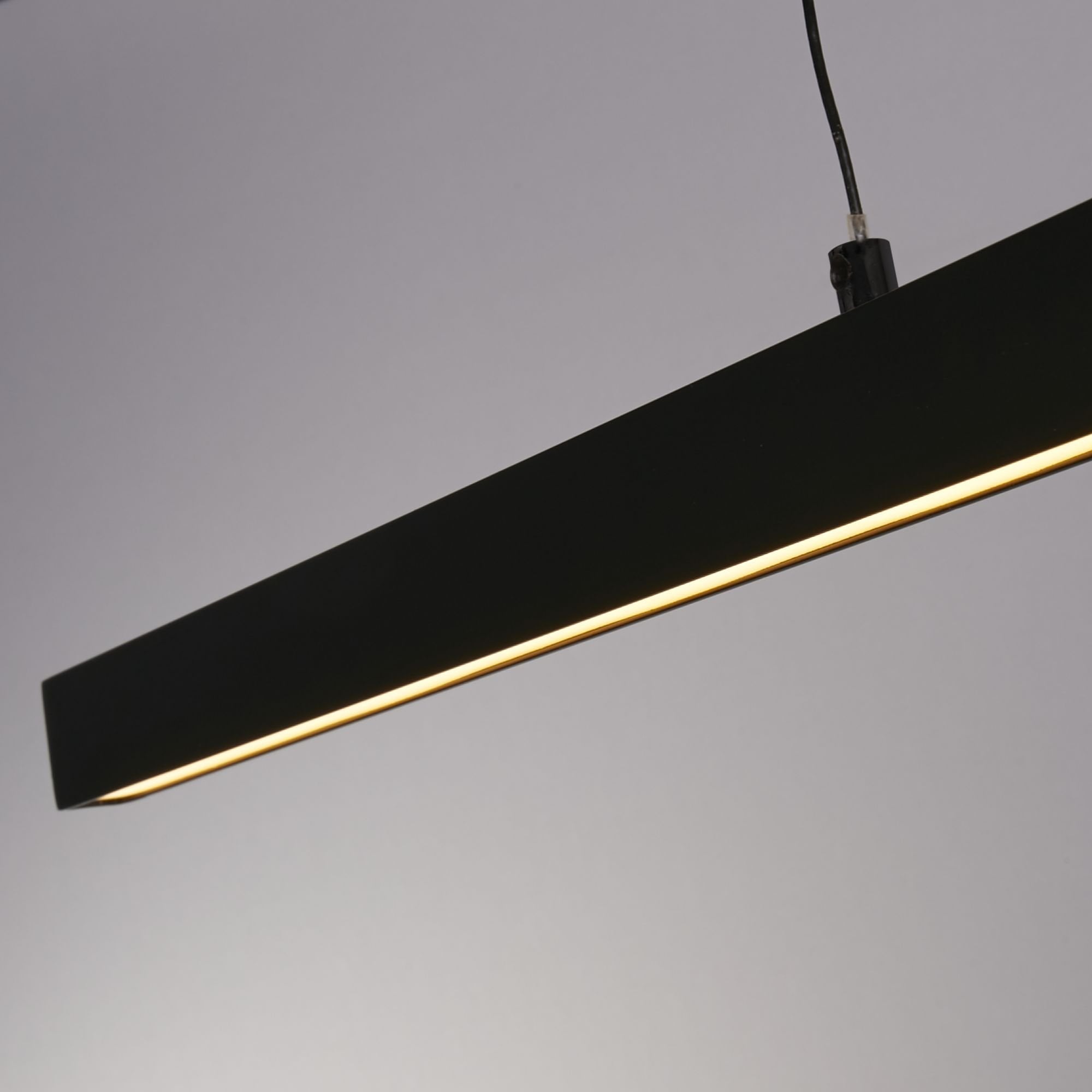 Searchlight Lance Linear Gesture Control Pendant - Black Metal & Opal Acrylic