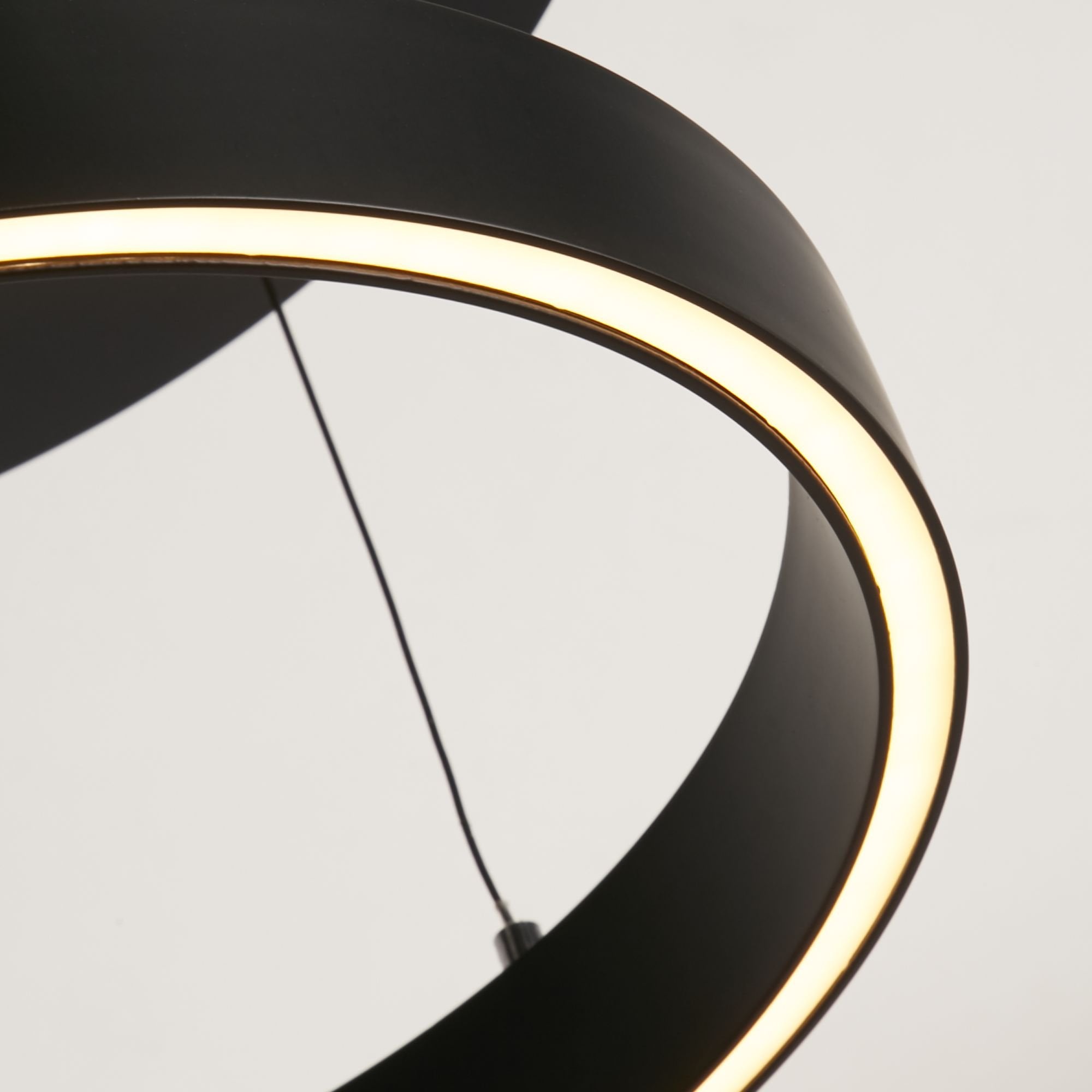 Searchlight Lance 440mm Gesture Control Pendant - Black Metal & Opal Acrylic