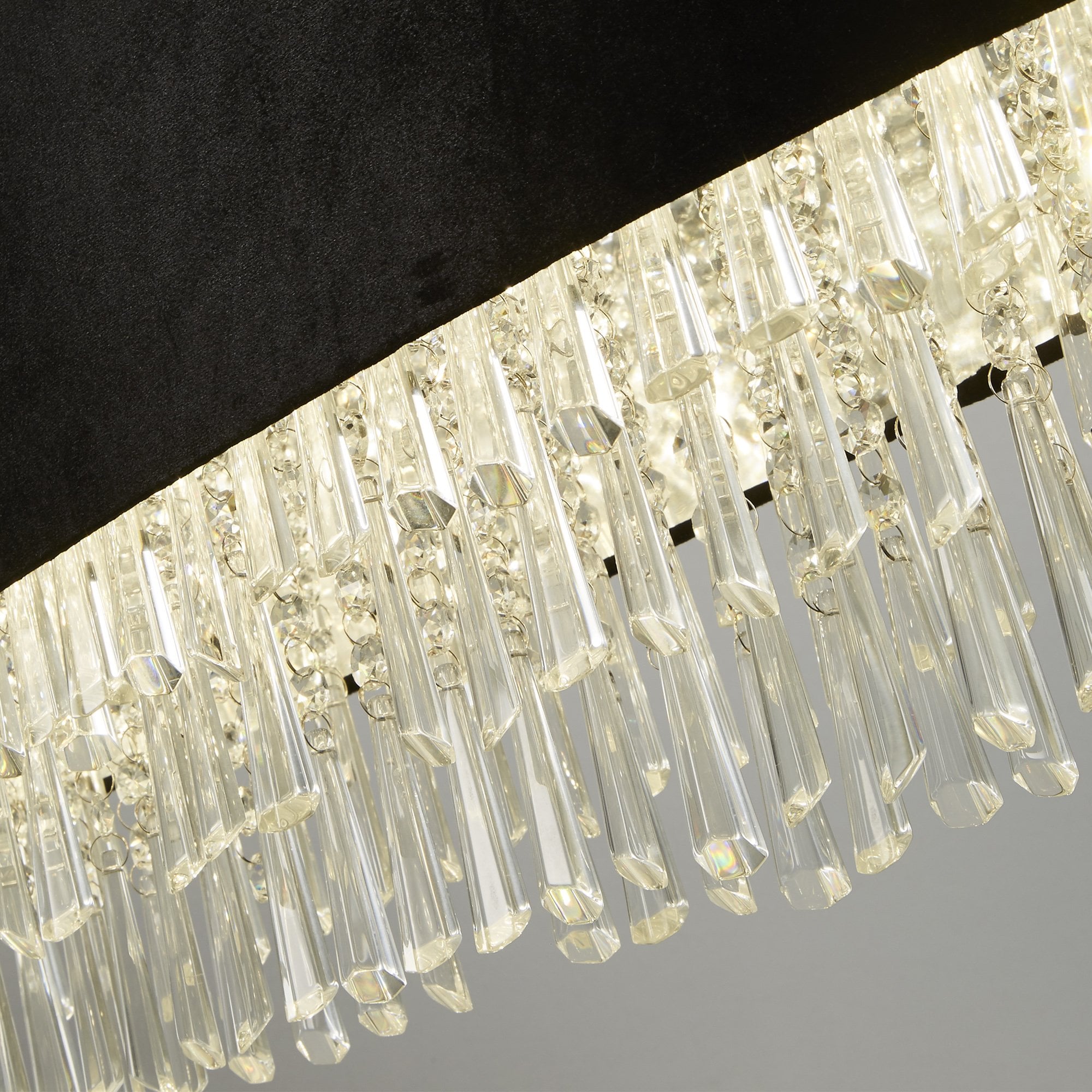 Searchlight Geneva 8 Light Oval Pendant - Black Velvet & Clear Crystal