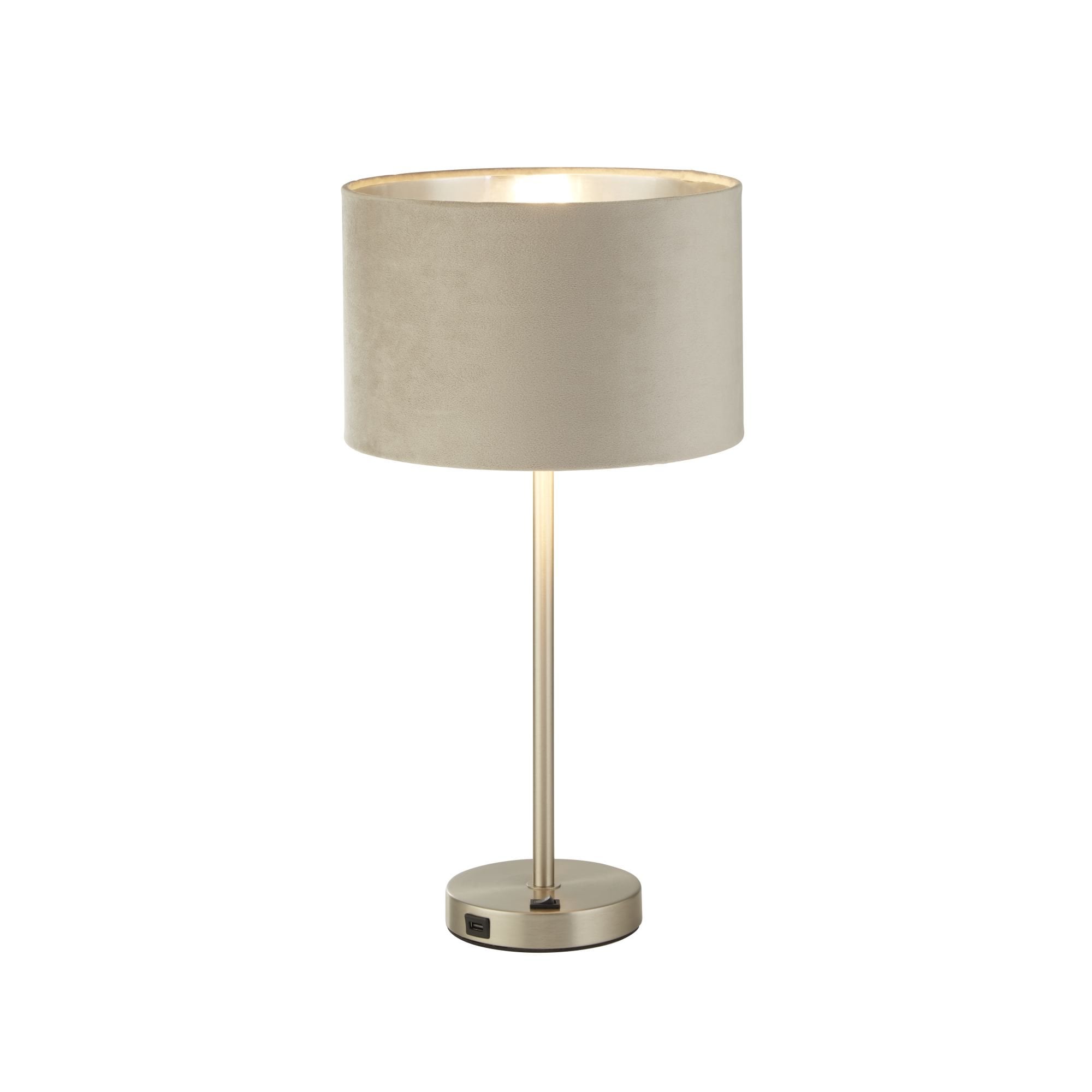 Searchlight Fairview USB Table Lamp Base - Satin Nickel - Base Only