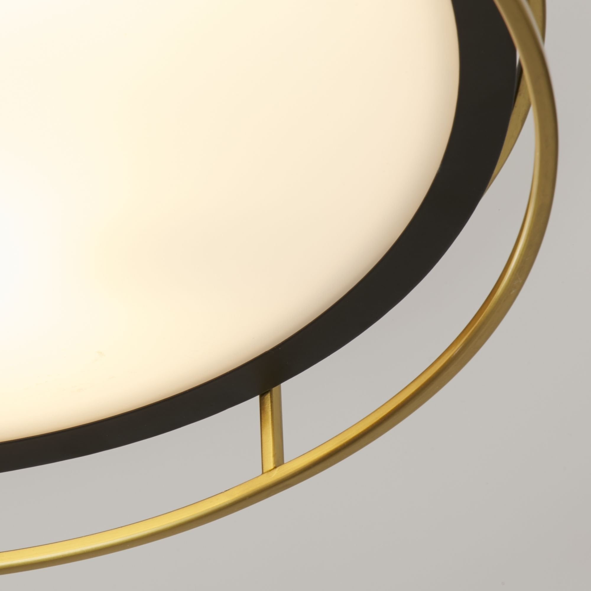 Searchlight Peel 3 Light Flush - Black, Brass & Frosted Glass