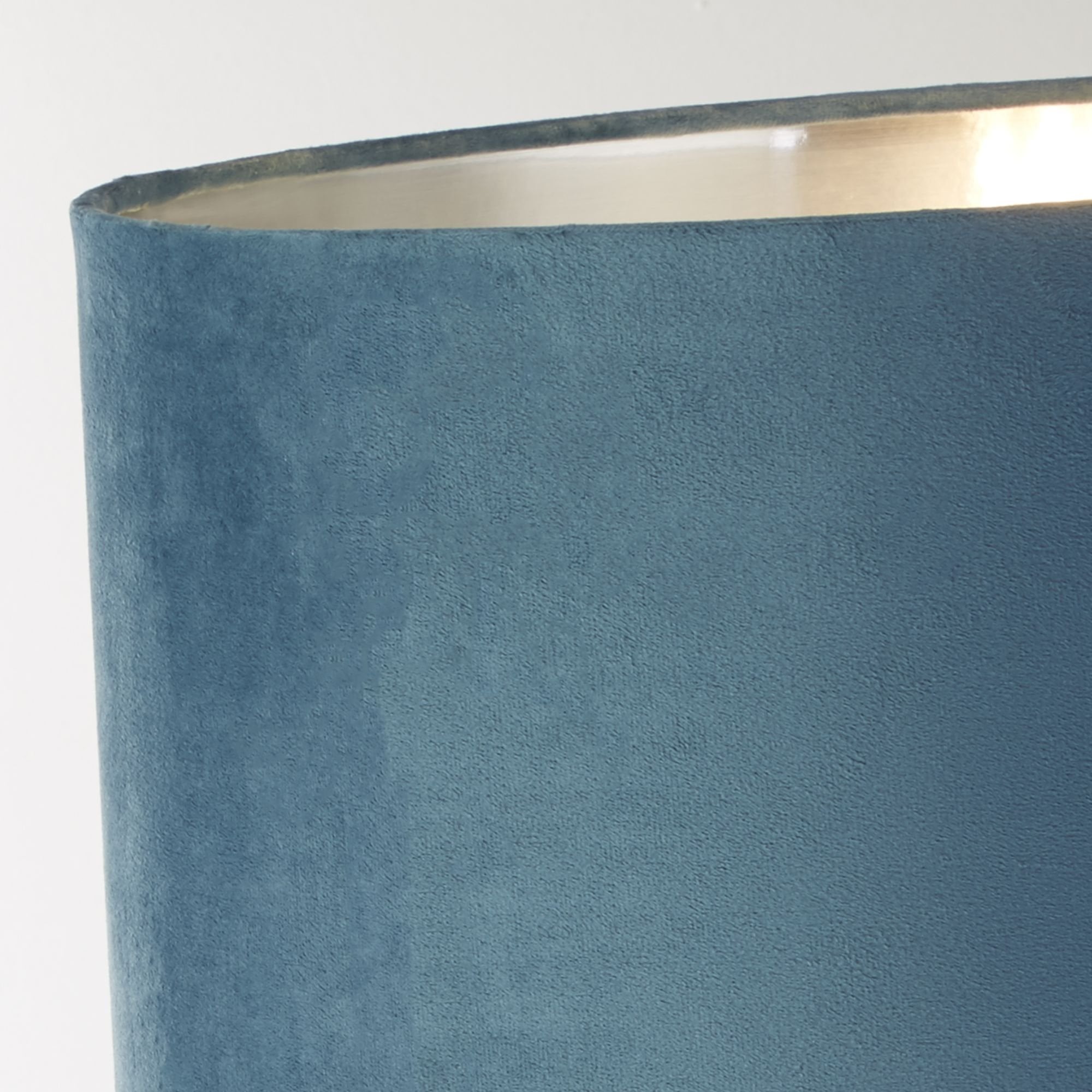 Searchlight Woodside Table Lamp - Chrome & Teal Velvet Shade