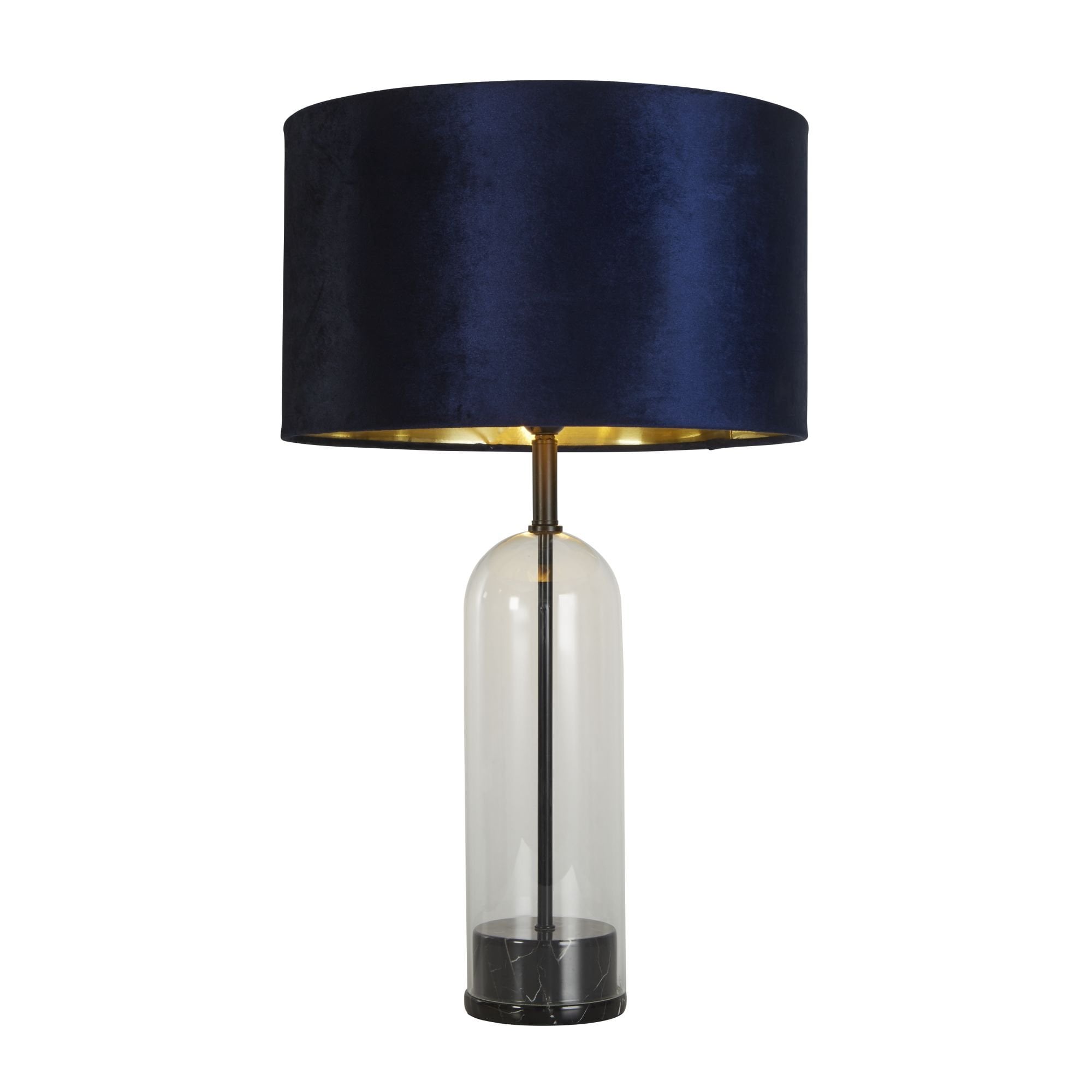 Searchlight Owen Table Lamp - Black, Glass, Marble & Navy Velvet