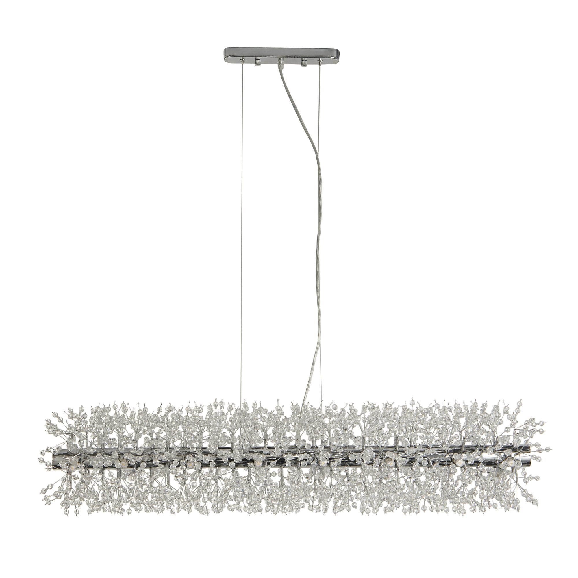 Searchlight Stevenson 16 Light Bar Pendant - Chrome & Glass Beads
