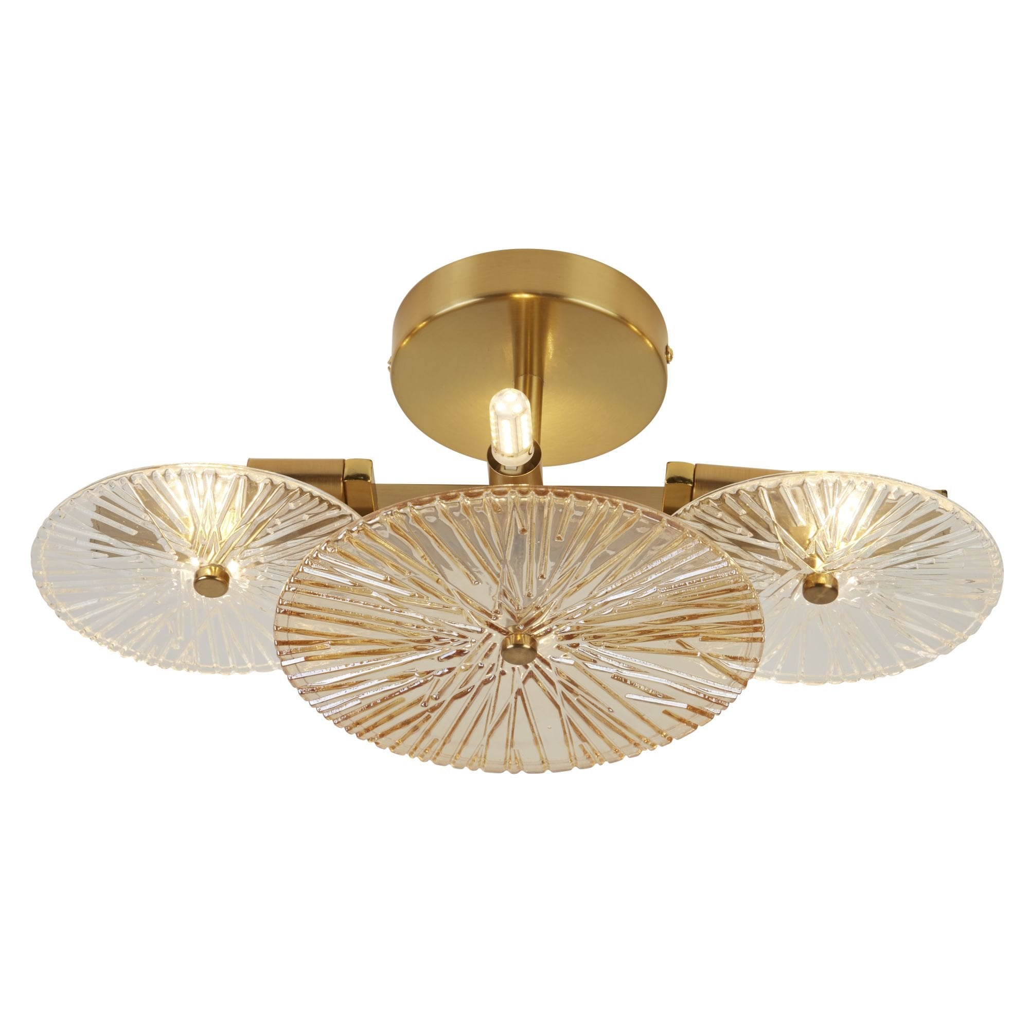 Searchlight Woodbine 6 Light Wall/Flush - Bronze, Clear & Amber Glass