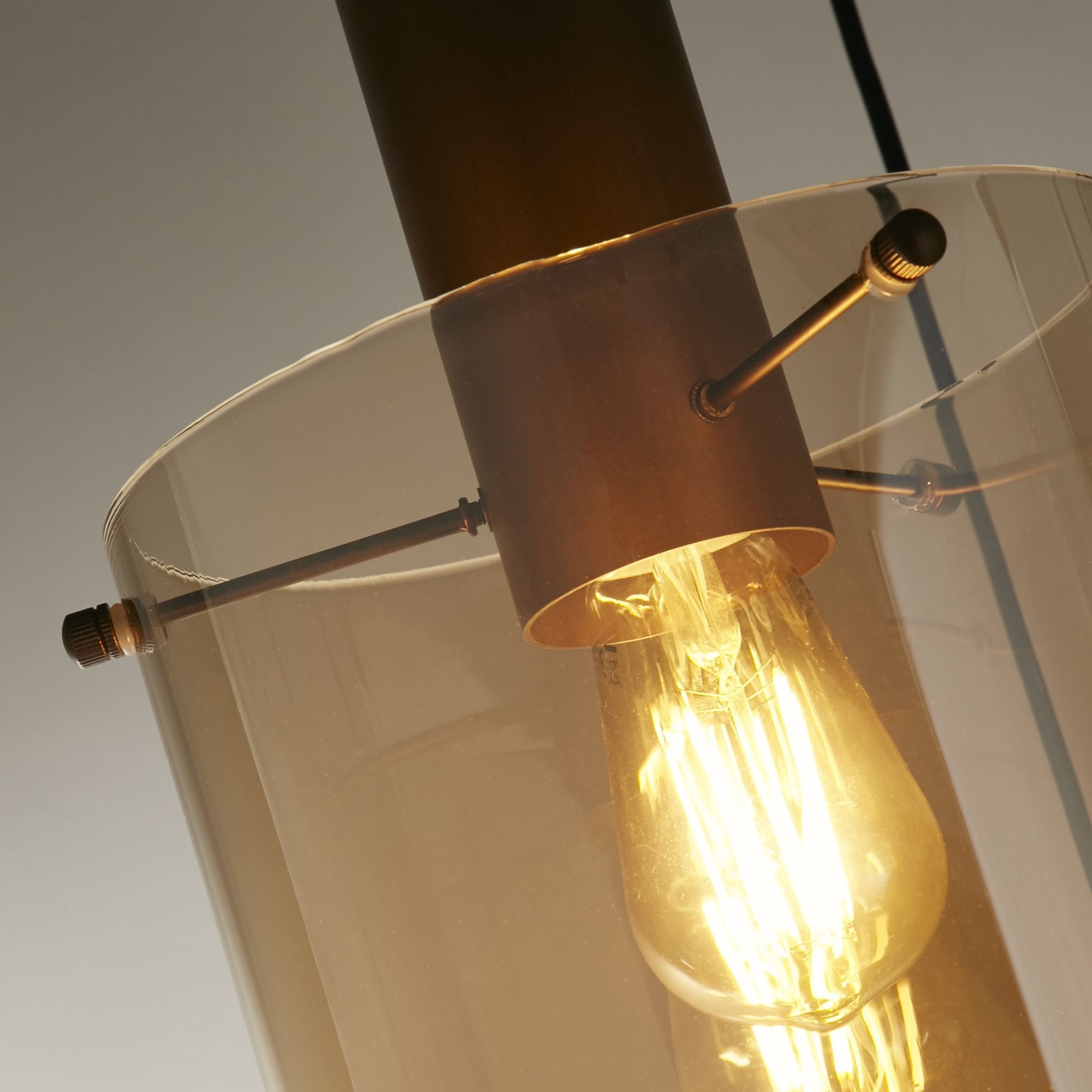 Searchlight Stirling 3 Light Multi-Drop Pendant - Mocha & Amber Glass