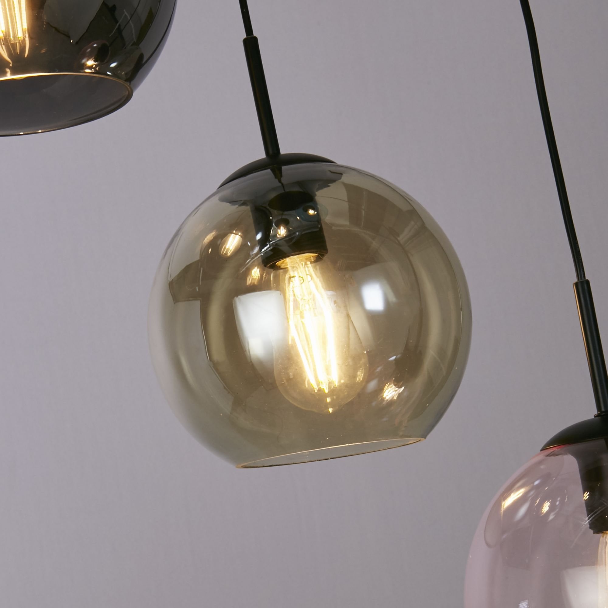 Searchlight Malwood II 5 Light Pendant - Black & Coloured Glass