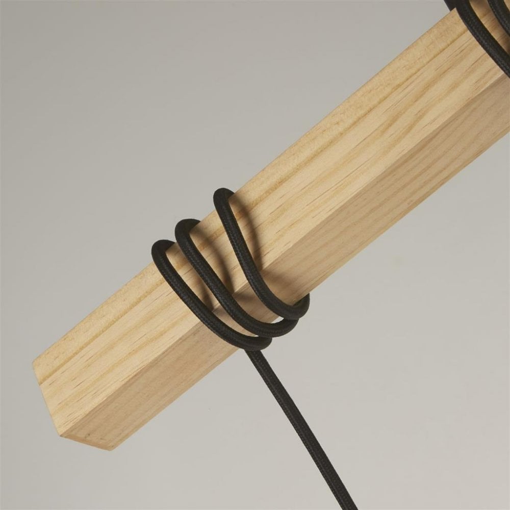 Searchlight Woodstock 4 Light Bar Pendant - Natural Wood & Black