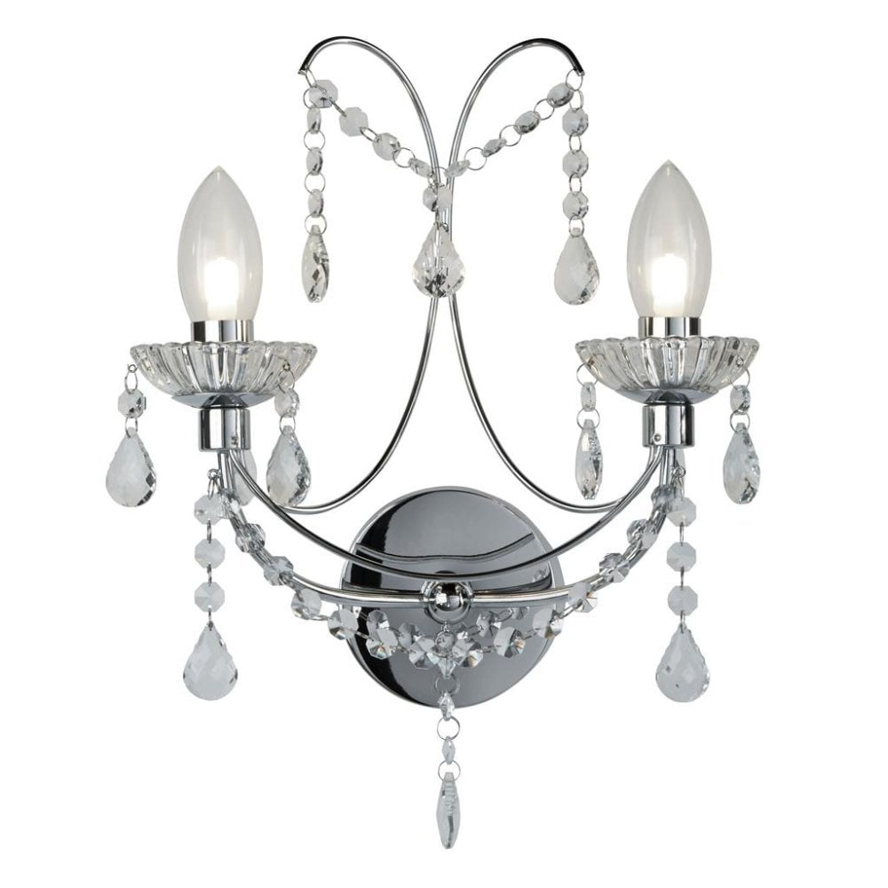 Searchlight Avondale 2 Light Bathroom Wall Light - Chrome
