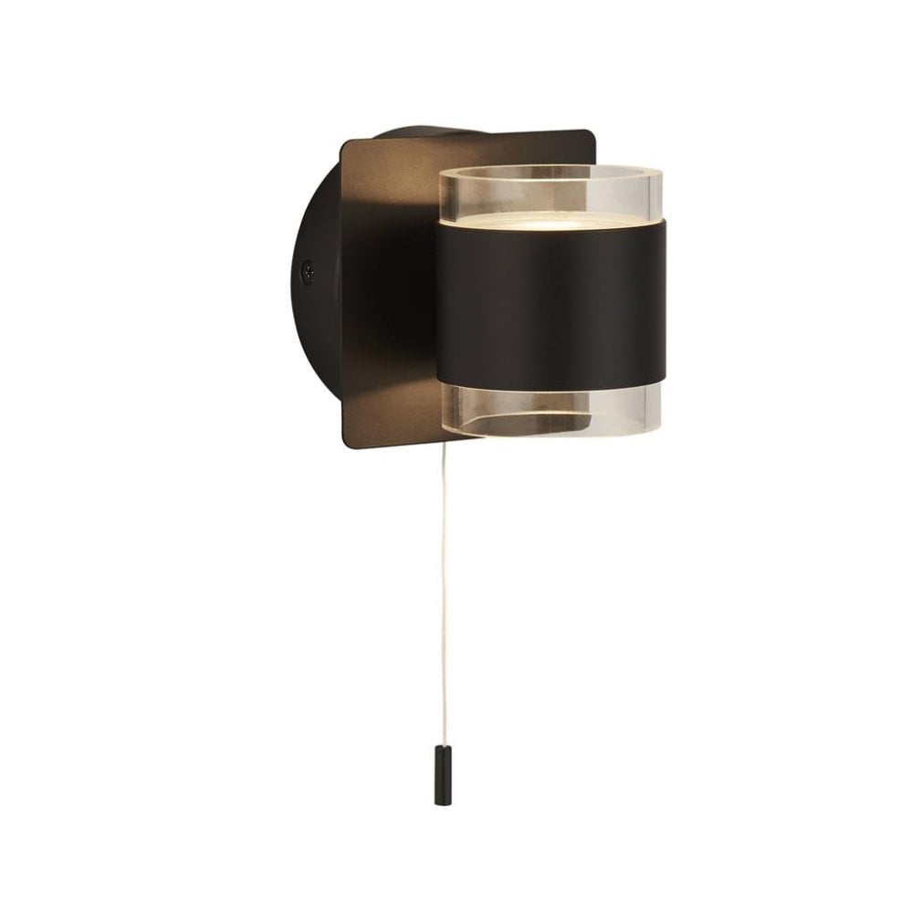 Searchlight Tatlock 2 Light Wall Light - Black & Clear Acrylic