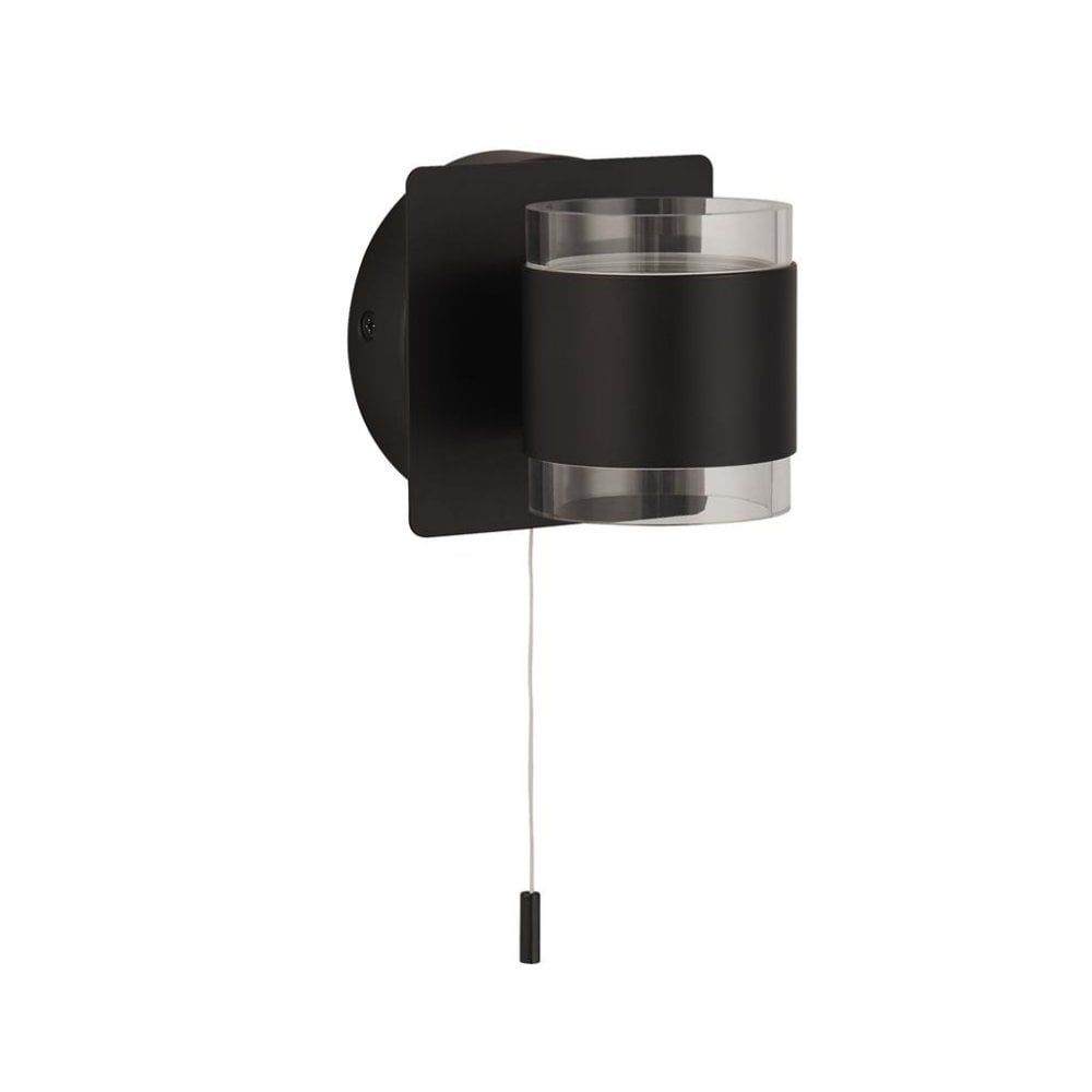 Searchlight Tatlock 2 Light Wall Light - Black & Clear Acrylic