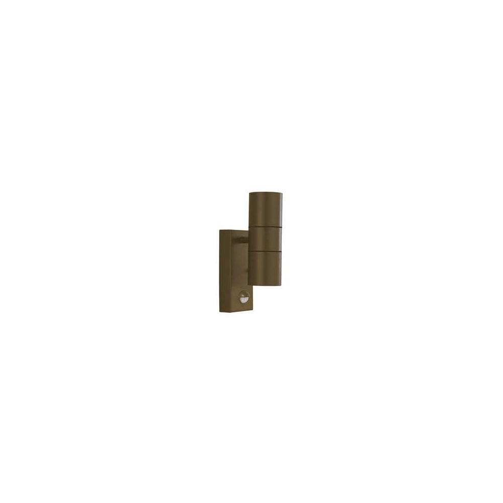 Searchlight Mela Outdoor PIR Wall Light - Rustic Brown & Glass