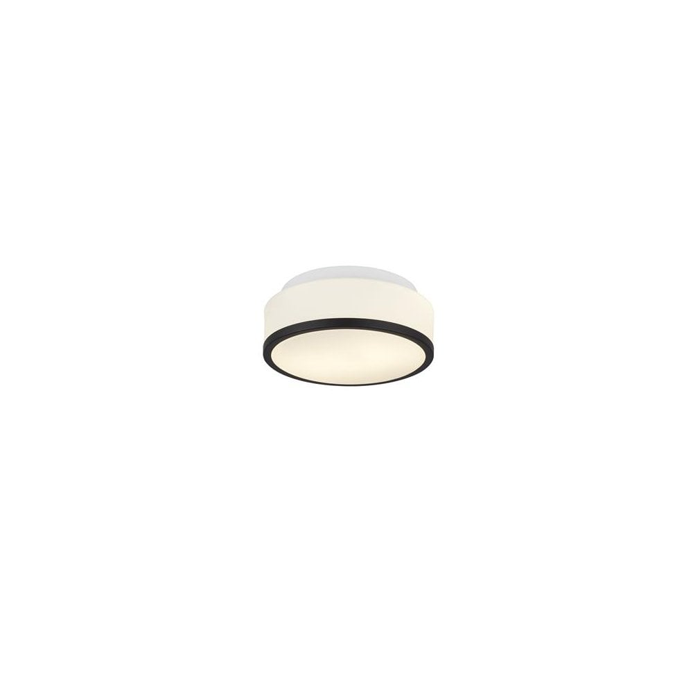 Searchlight Cannock 23cm 2 Light Flush - Black & White Glass