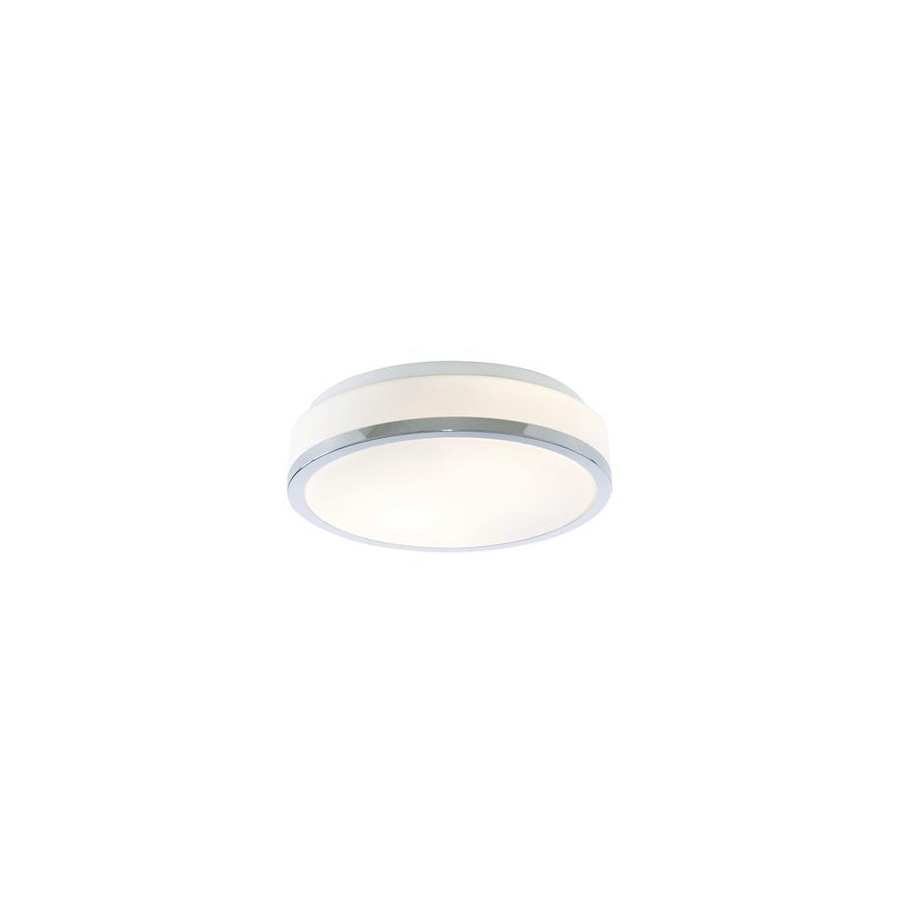 Searchlight Cannock 39cm 2 Light Flush - Chrome & White Glass