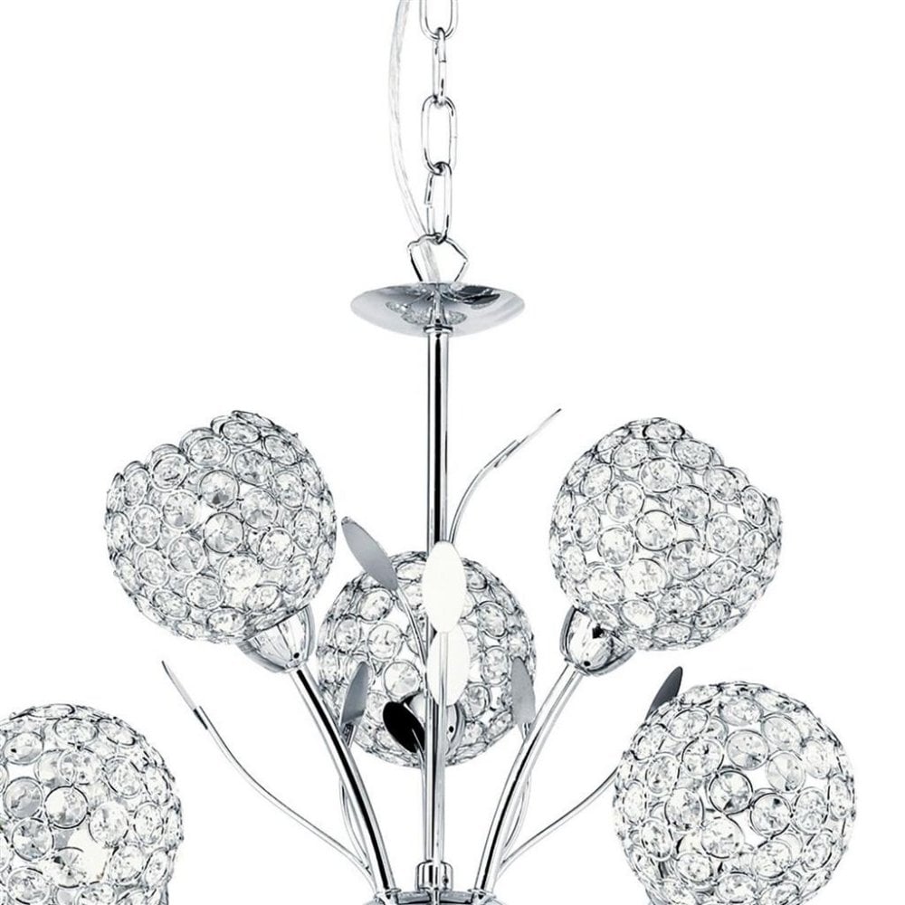 Searchlight Bay II 9 Light Pendant - Chrome & Clear Glass