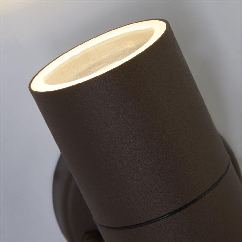 Searchlight Mela Outdoor Wall Light - Rustic Brown & Glass