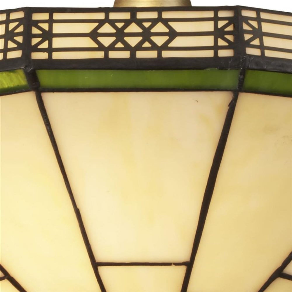 Searchlight Nelson 2 Light Semi-Flush - Brass & Stained Glass