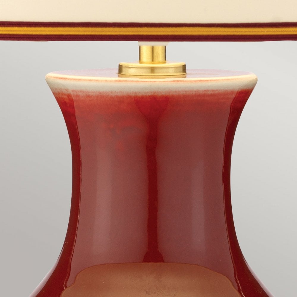 Elstead Majin Jar 1 Light Table Lamp - Oxblood Red with Polycotton shade