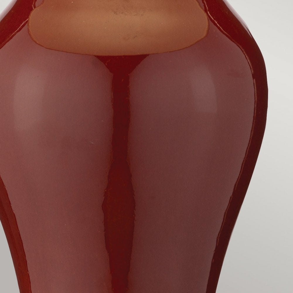 Elstead Majin Jar 1 Light Table Lamp - Oxblood Red with Polycotton shade