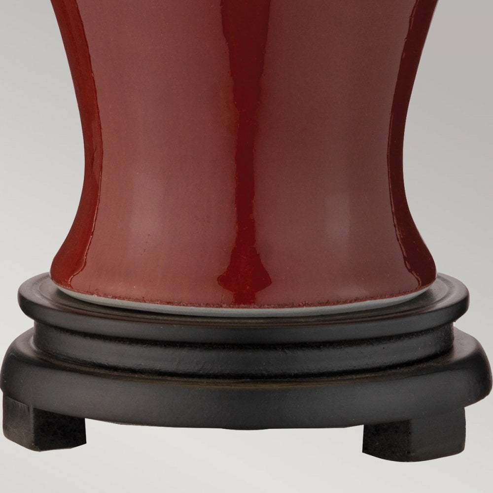 Elstead Majin Jar 1 Light Table Lamp - Oxblood Red with Polycotton shade