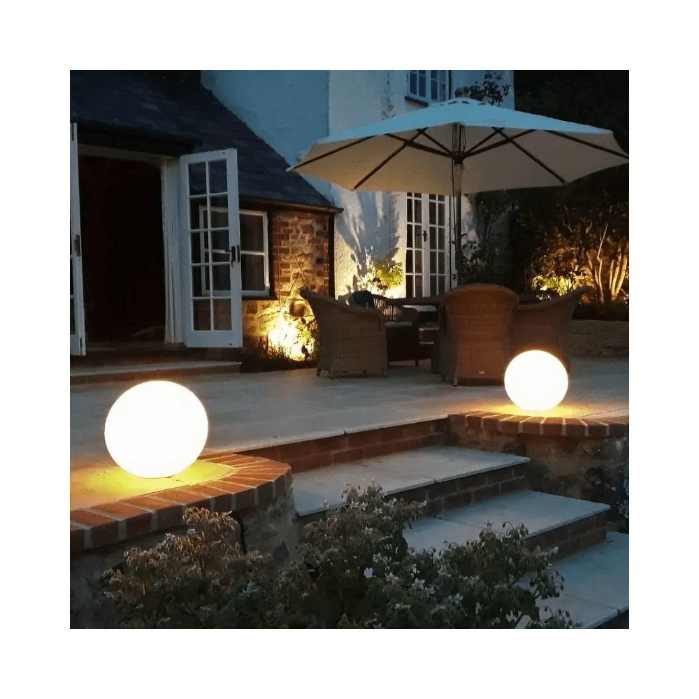 Stone Globe Spherical Garden Light - Bath Stone - Plug & Play