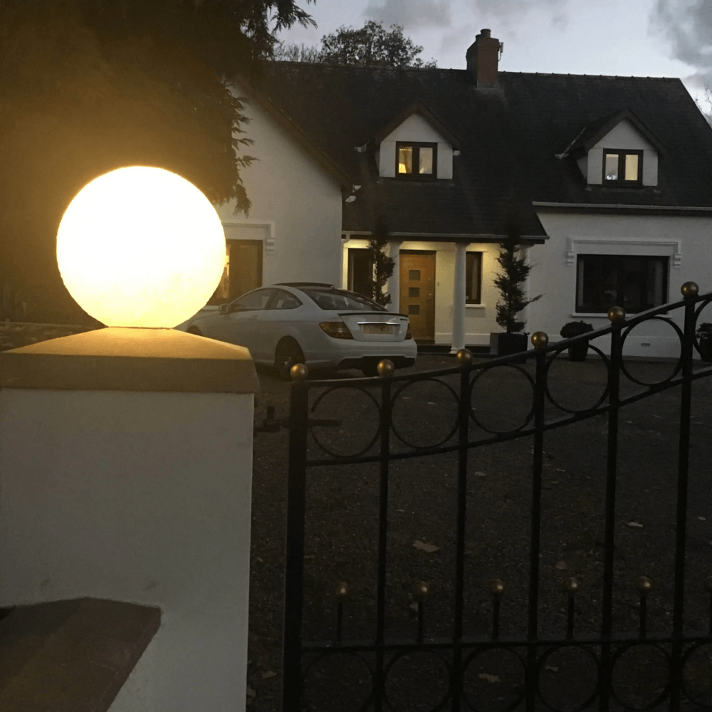 Stone Globe Spherical Garden Light - Portland Stone - Plug & Play