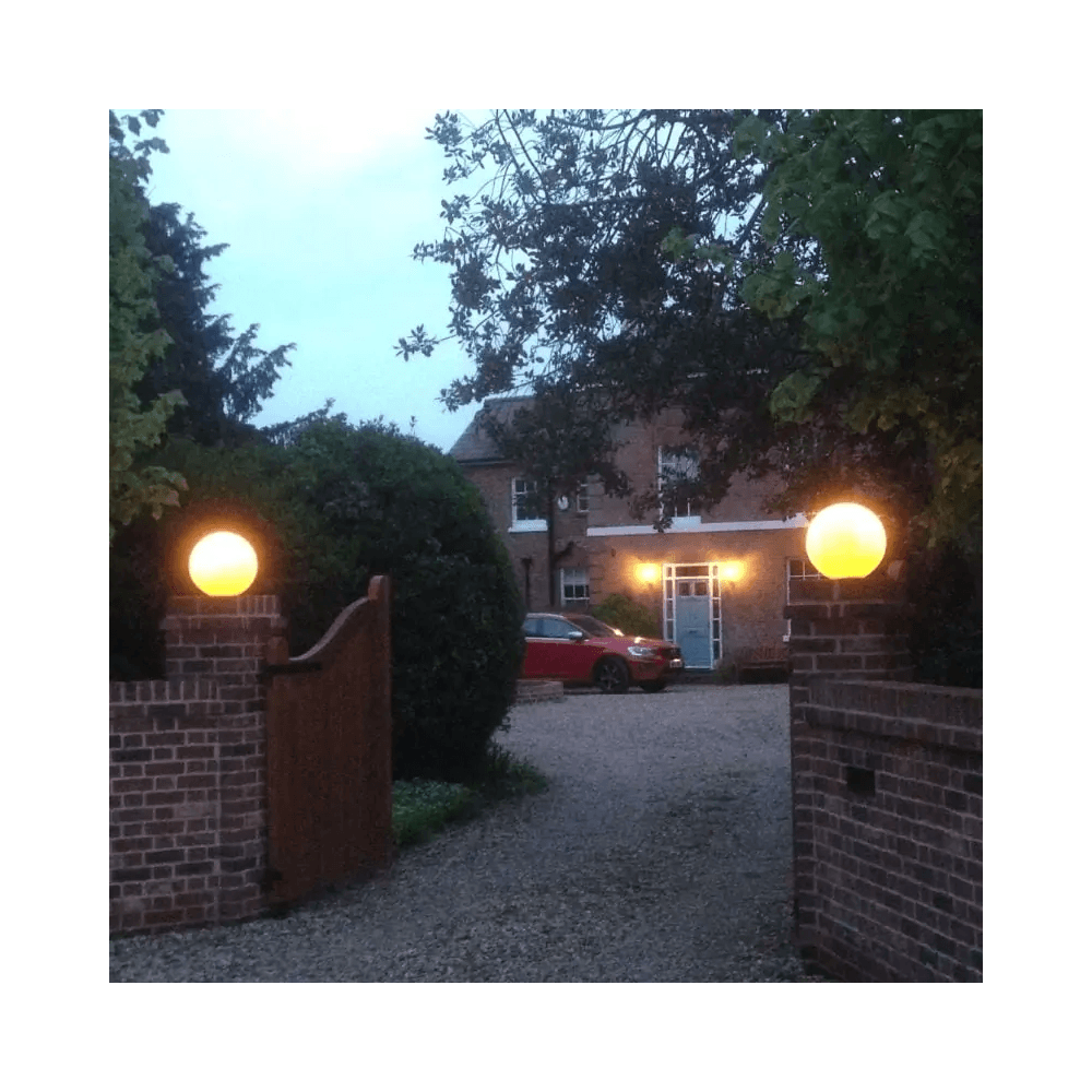 Stone Globe Spherical Garden Light - Weathered Stone - Plug & Play