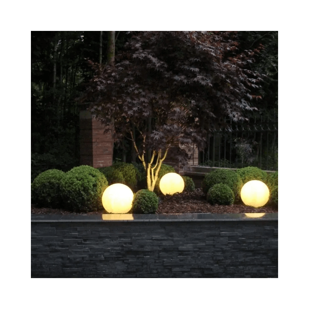 Stone Globe Spherical Garden Light - Granite - Mains
