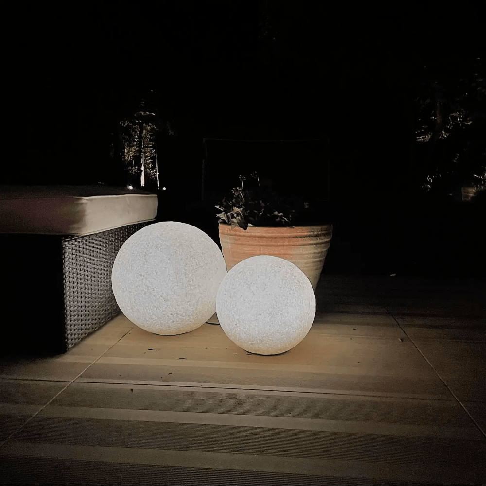 Stone Globe Spherical Garden Light - Portland Stone - Solar