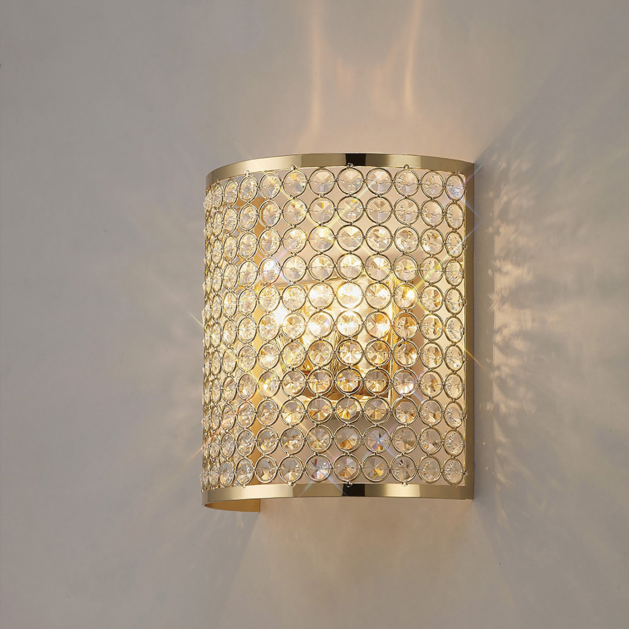 Diyas Ava 2 Light Rectangle Wall Light - French Gold & Crystal
