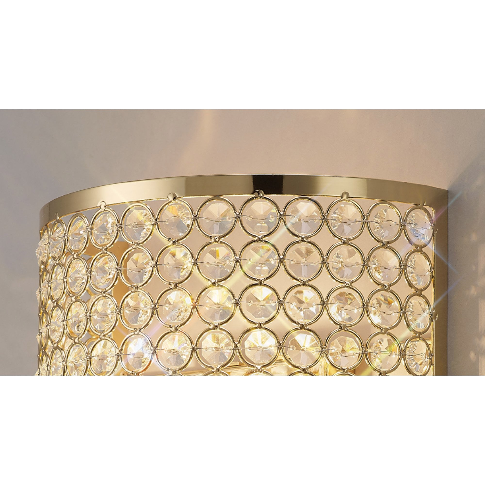 Diyas Ava 2 Light Rectangle Wall Light - French Gold & Crystal