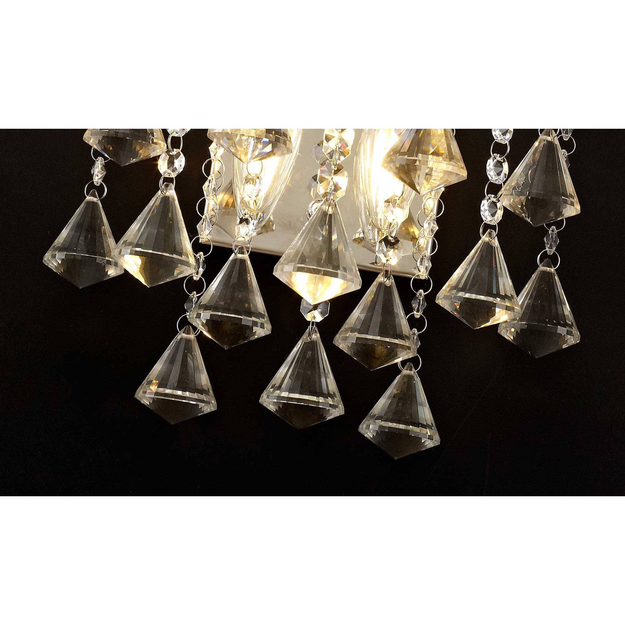 Diyas Inina 2 Light Switched Wall Light - Polished Chrome & Crystal
