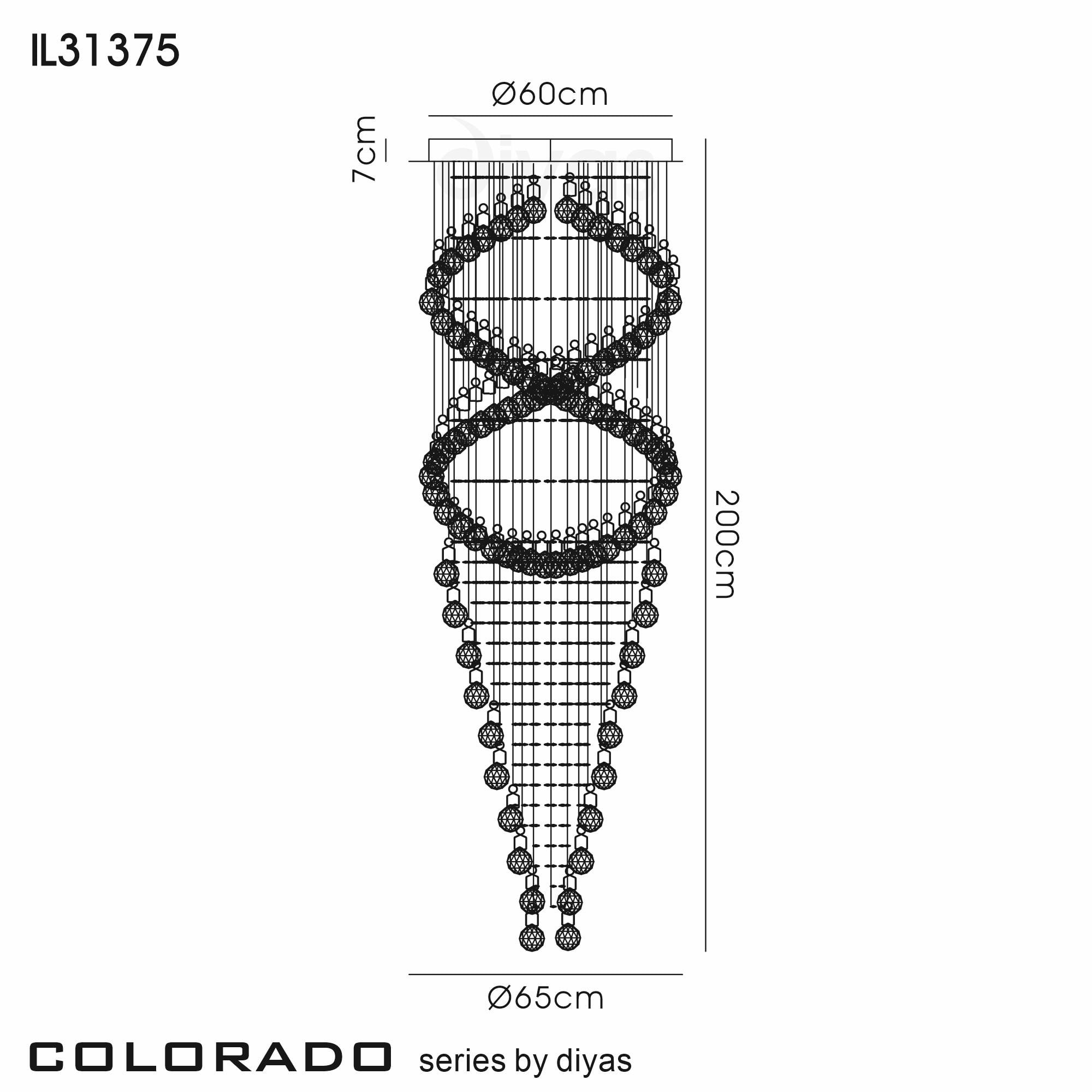 Diyas Colorado 10 Light Corkscrew Pendant - Polished Chrome & Crystal