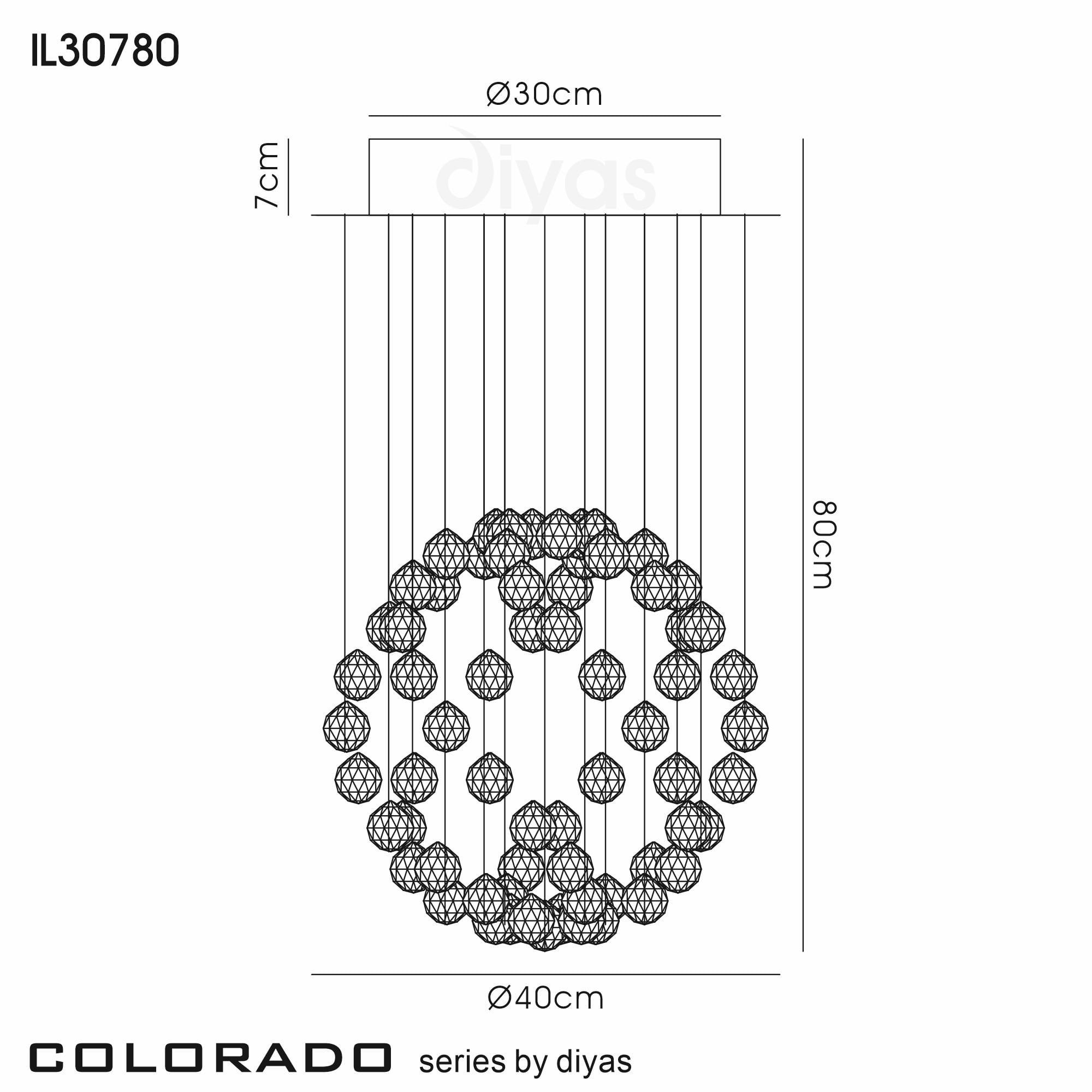 Diyas Colorado Small 4 Light Sphere Pendant - Polished Chrome & Crystal