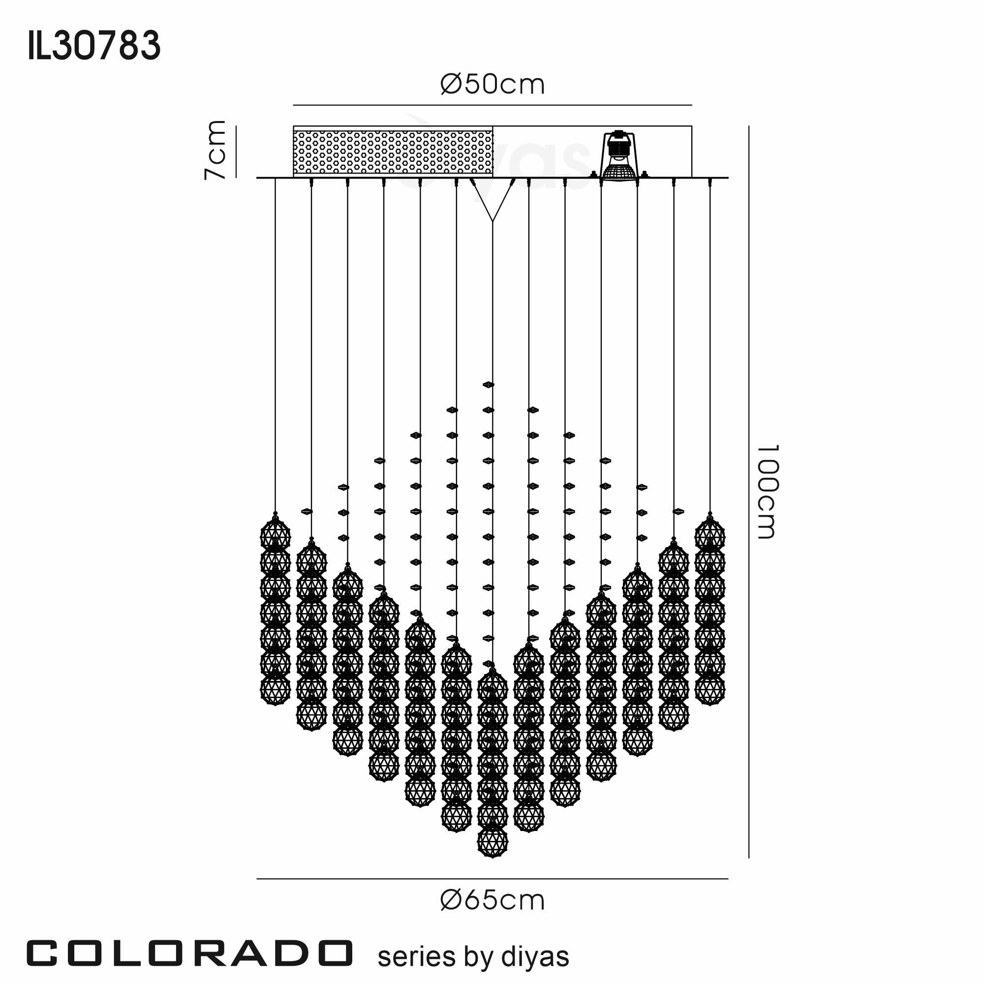 Diyas Colorado 7 Light Diamond Pendant - Polished Chrome & Crystal