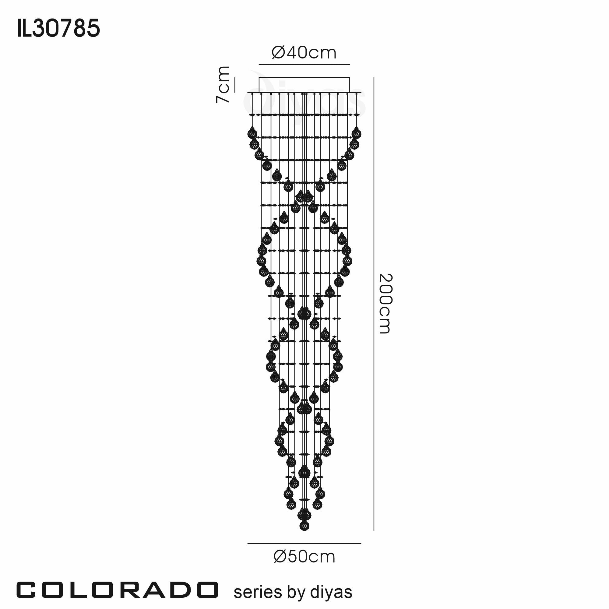 Diyas Colorado 6 Light Spiral Pendant - Polished Chrome & Crystal
