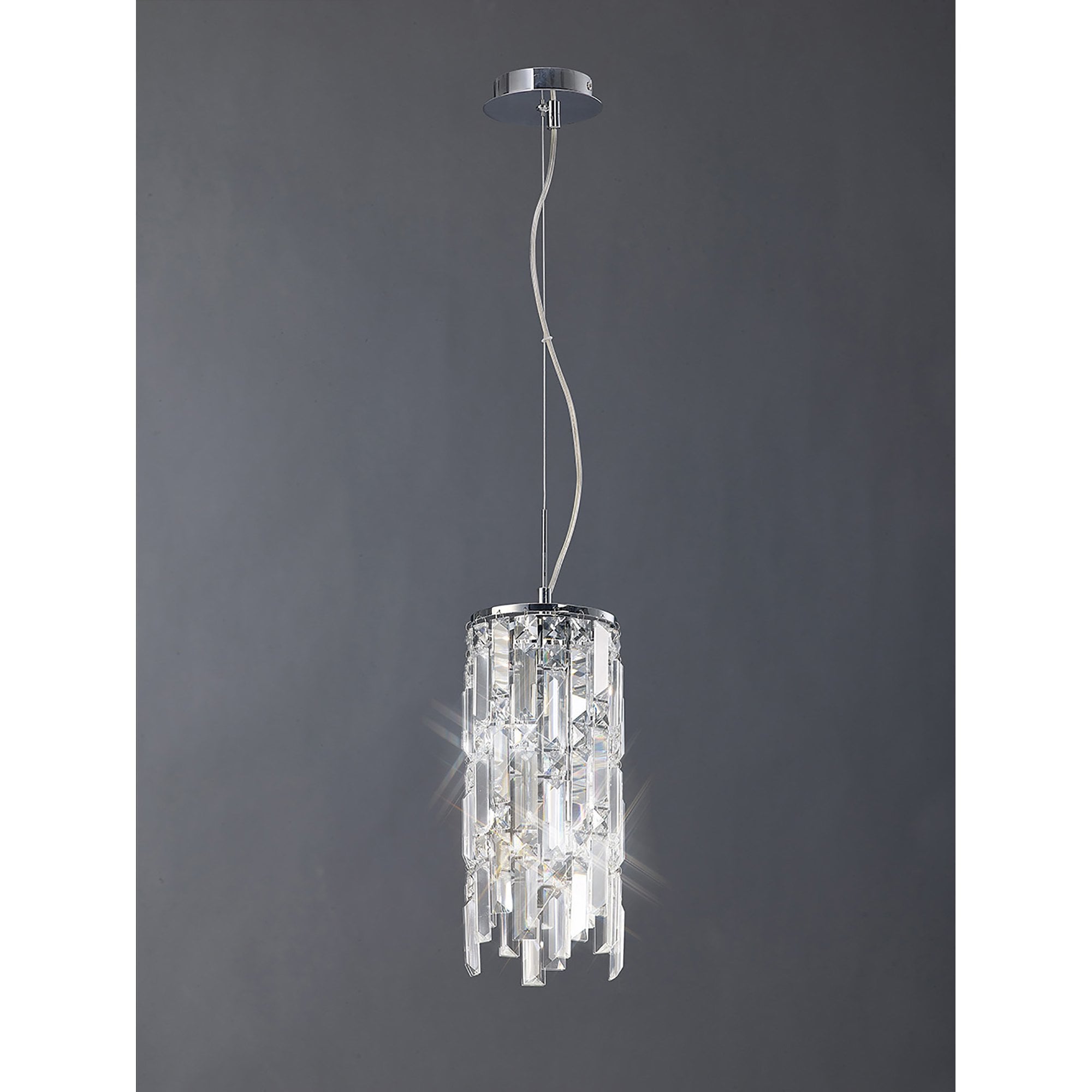 Diyas Maddison 2 Light Cylinder Pendant - Polished Chrome & Crystal